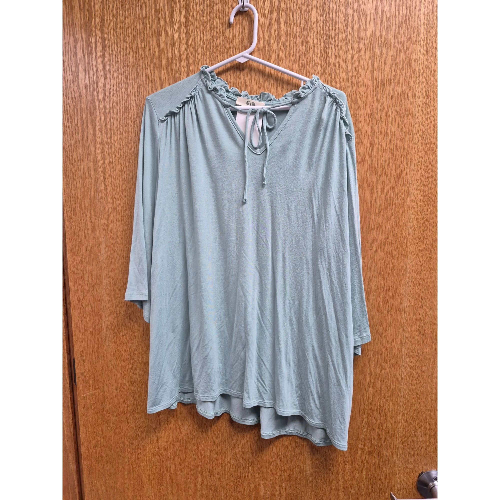 Other 3/4 Sleeve Ruffle Tunic Top Green Women's Shirt Medium Size M / US 6-8 / IT 42-44 - 2 Thumbnail