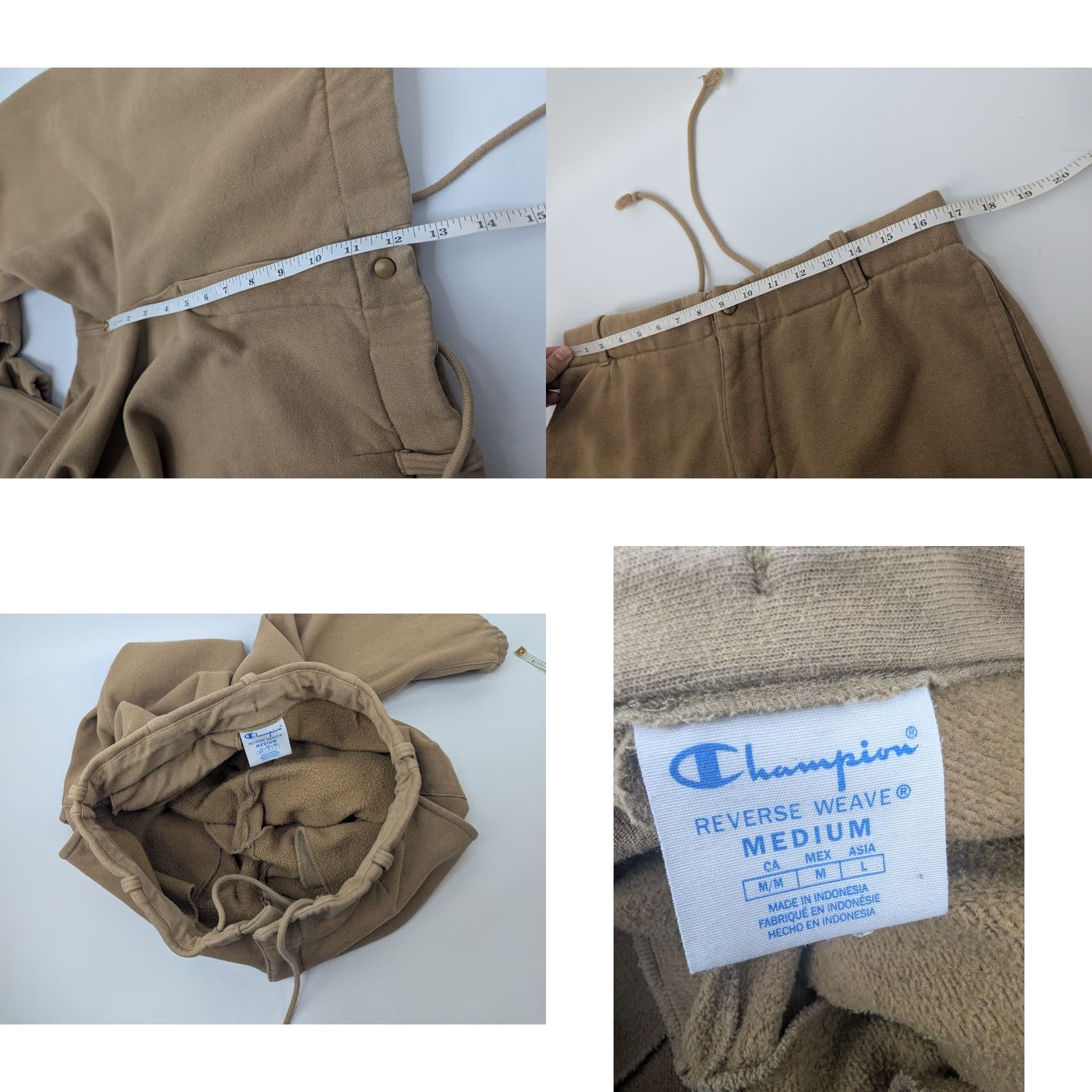 Champion Champion Life Sweatpants Mens Regular Beige Cotton Fleece Tailored 30in Inseam Zipper Drawstring Gym & Training Pants Size US 31 - 8 Thumbnail