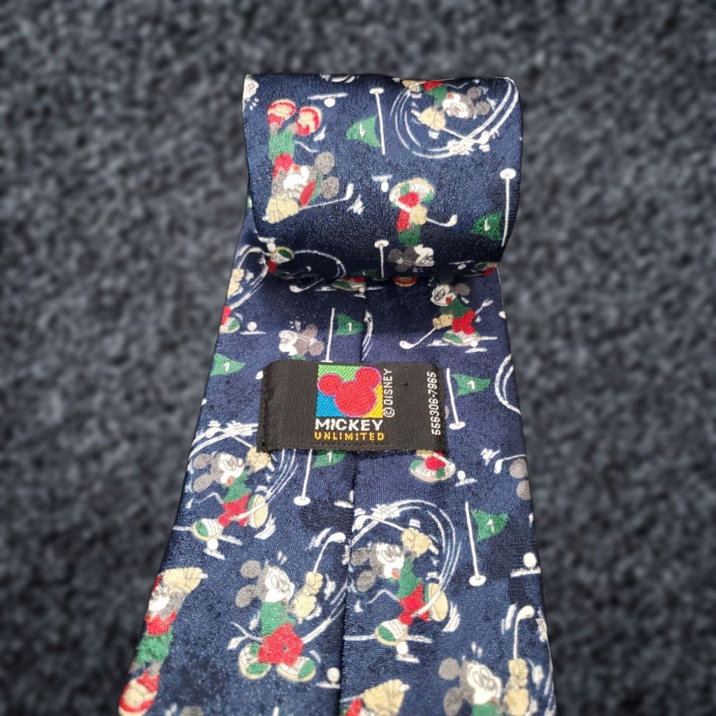 Disney VINTAGE Atlas Design Disney Golfing Tie Mickey Mouse & Co Red 100% Silk Silk Embroidered Men Tie Classic 57-60 in. AU? Size ONE SIZE - 1 Thumbnail