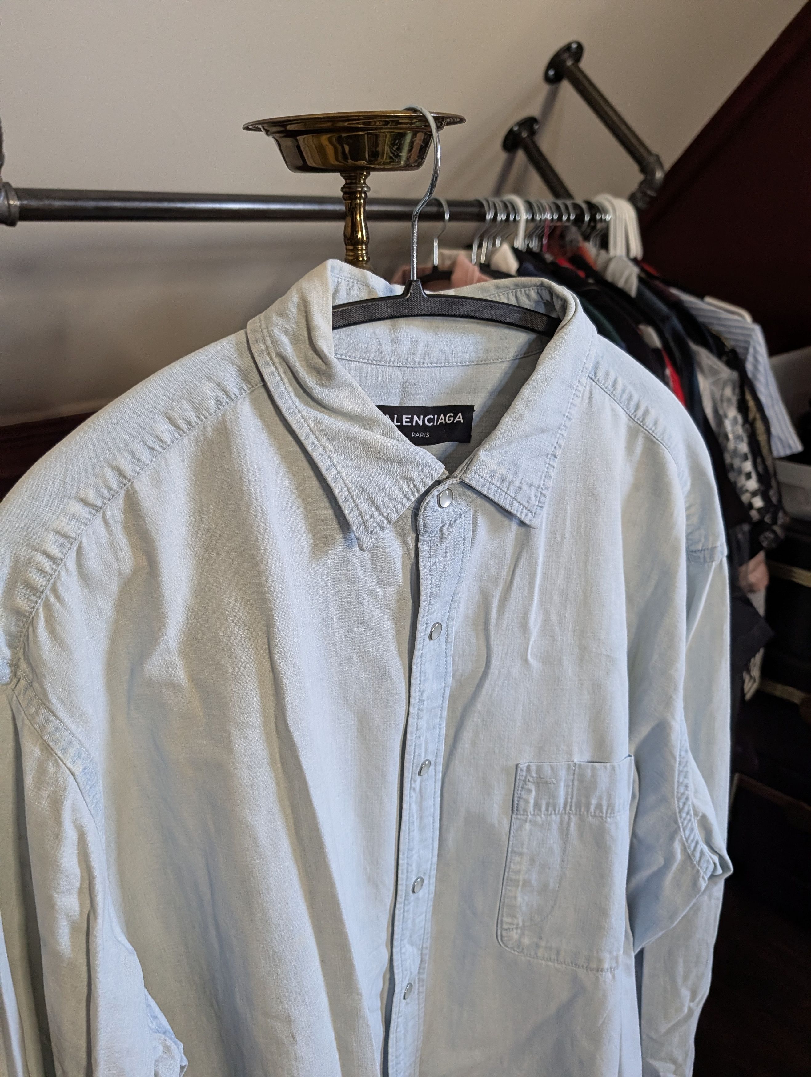 Balenciaga 2018 Power Of Dreams Japanese Chambray Snap Btn Shirt Size US M / EU 48-50 / 2 - 3 Thumbnail