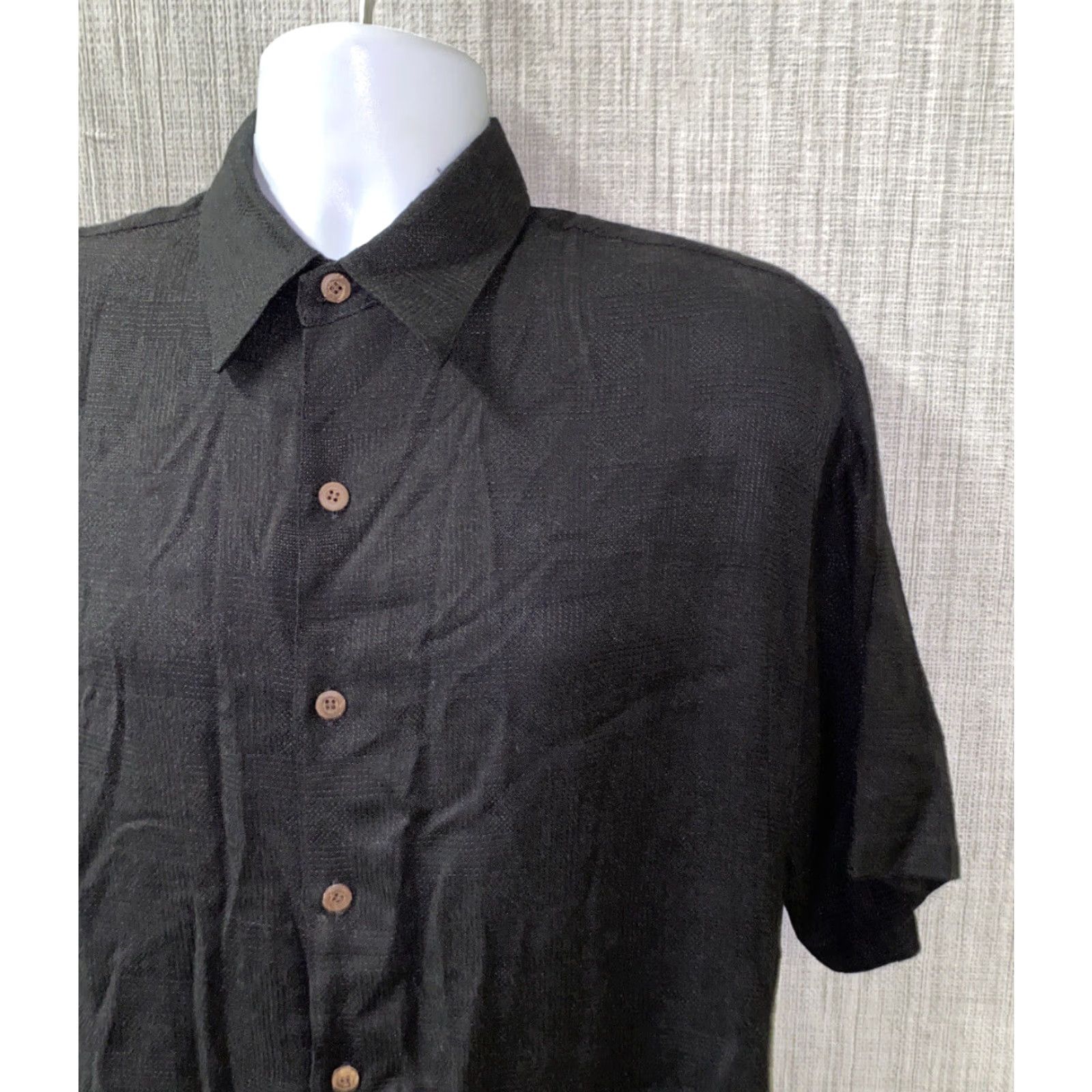 Vintage Straight Down Shirt Mens Black Short Sleeve Savourer Le Moment Size M Size US M / EU 48-50 / 2 - 3 Thumbnail