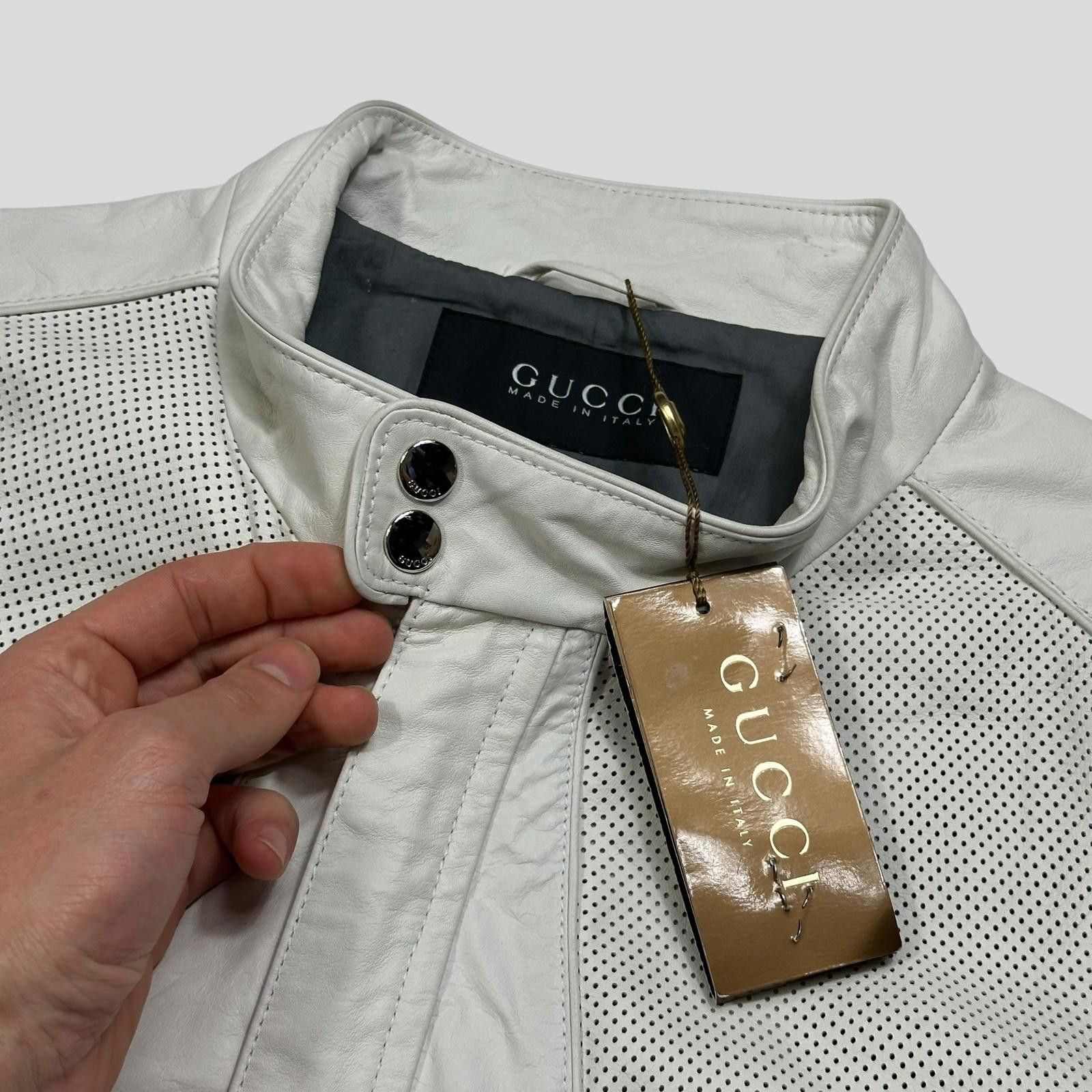 Gucci Gucci 2010 Nappa Leather Café Perforated Biker Jacket - M Size US M / EU 48-50 / 2 - 2 Thumbnail