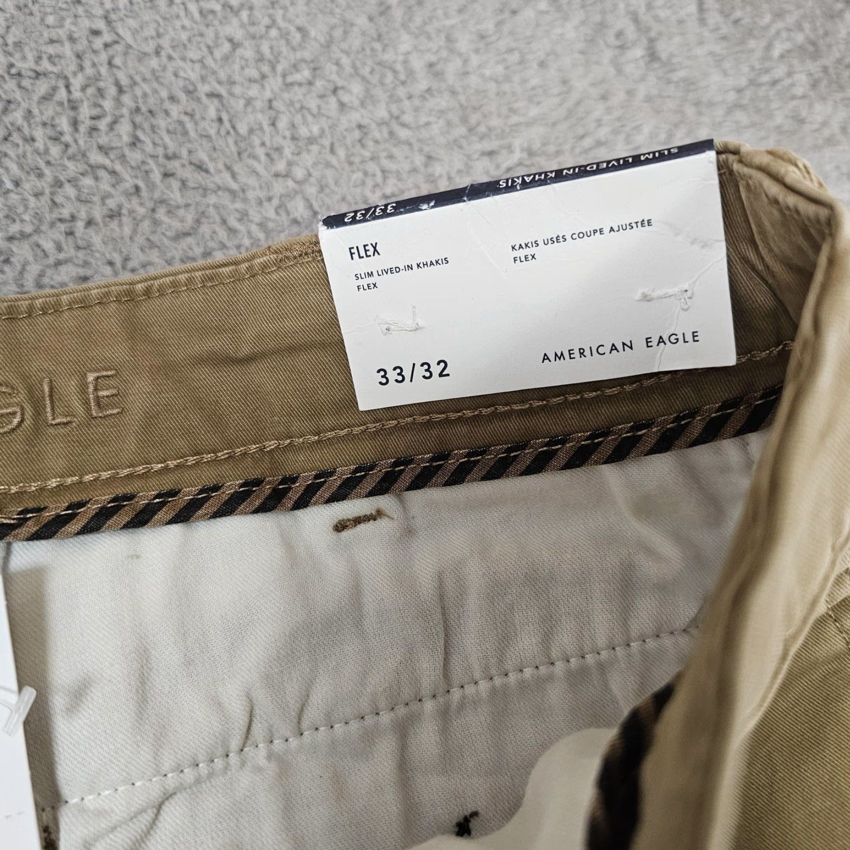 American Eagle Outfitters American Eagle Pants Mens 33x30 Khaki Slim Flex Chino Stretch Casual Size US 33 - 4 Thumbnail