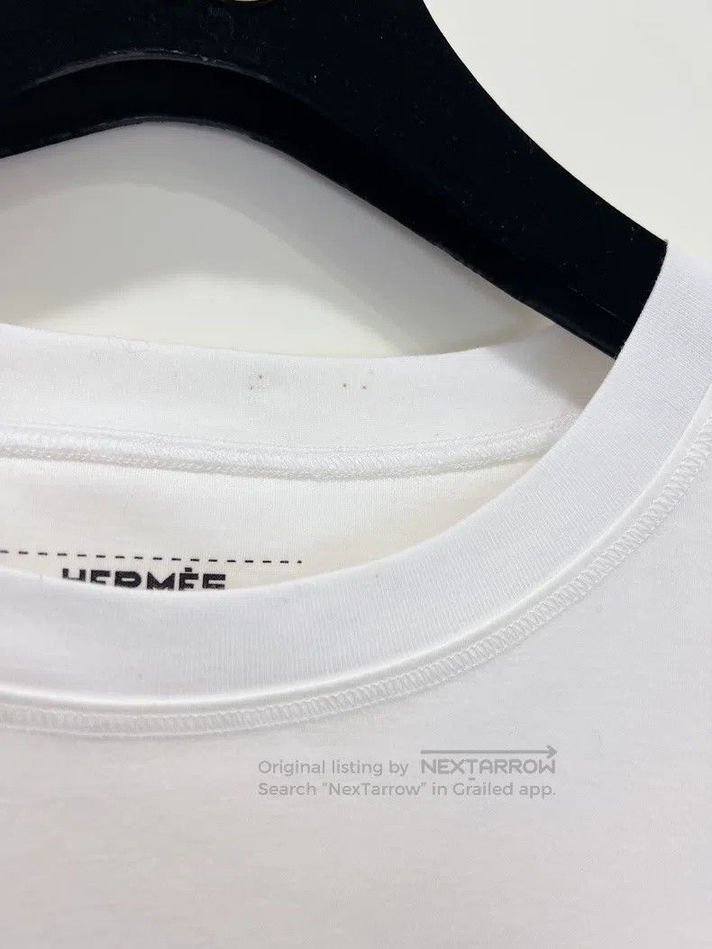 Hermes Hermes White Single Pocket Embroidered Short Sleeve T-Shir Size S / US 4 / IT 40 - 6 Thumbnail
