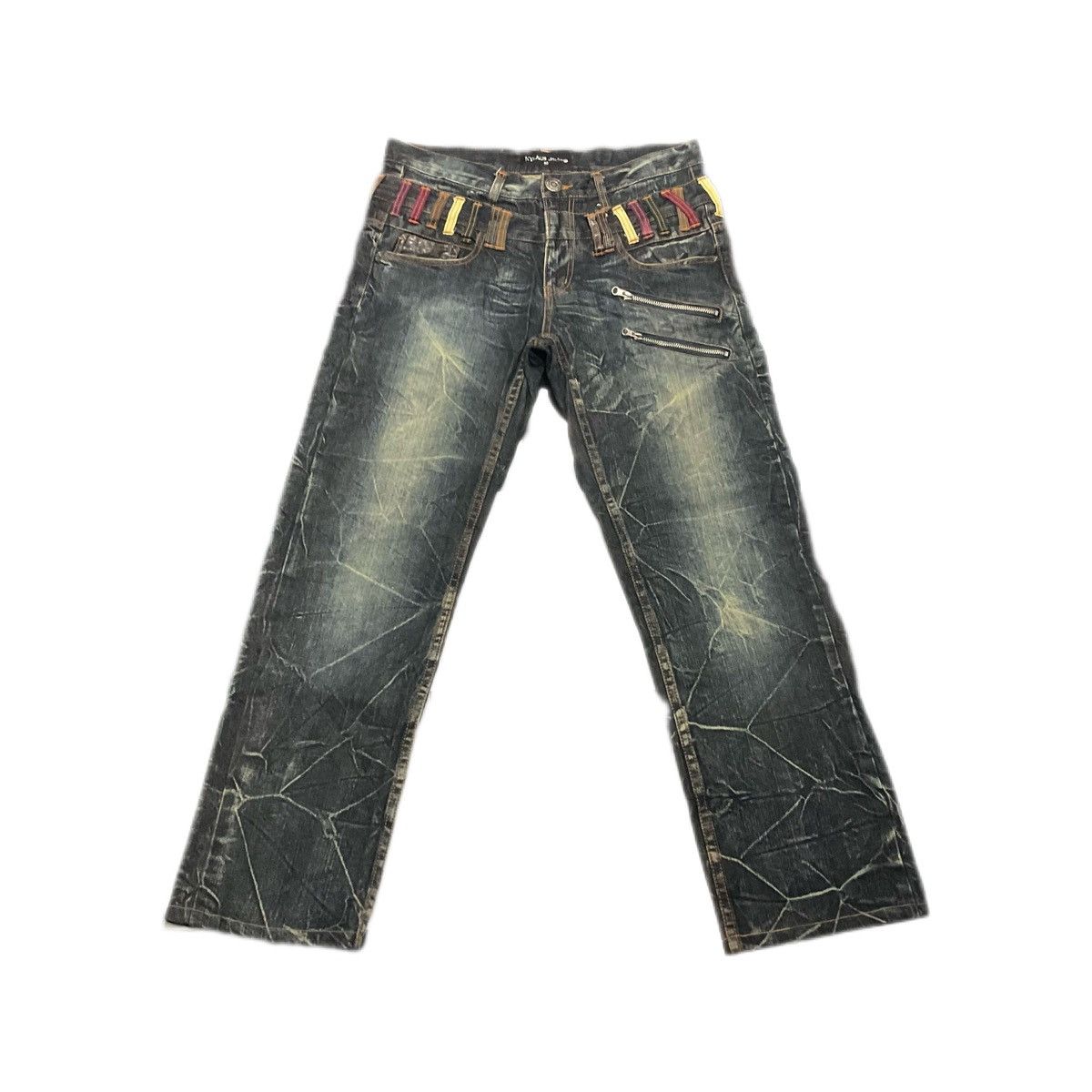 Beauty Beast 🔥 Y2K Nylaus Jeans Double Waist Studded Zippers Denim LGB Size US 32 / EU 48 - 3 Thumbnail