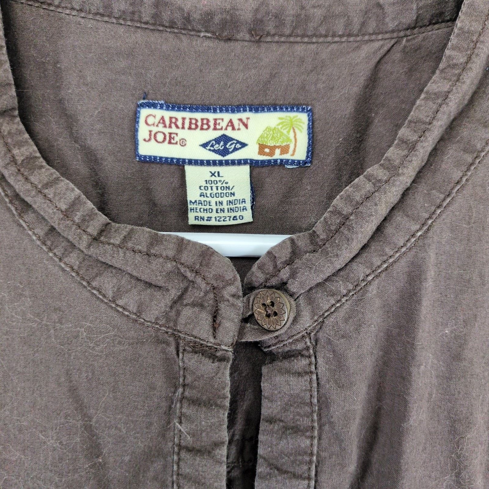 Caribbean Caribbean Joe Women's XL Brown Button Up Tunic Cargo Shirt Size XL / US 12-14 / IT 48-50 - 2 Thumbnail