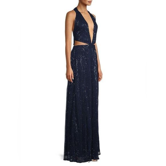 Ramy Brook RAMY BROOK halter neck cutout maxi sequin dress blue gown 8 Size M / US 6-8 / IT 42-44 - 2 Thumbnail