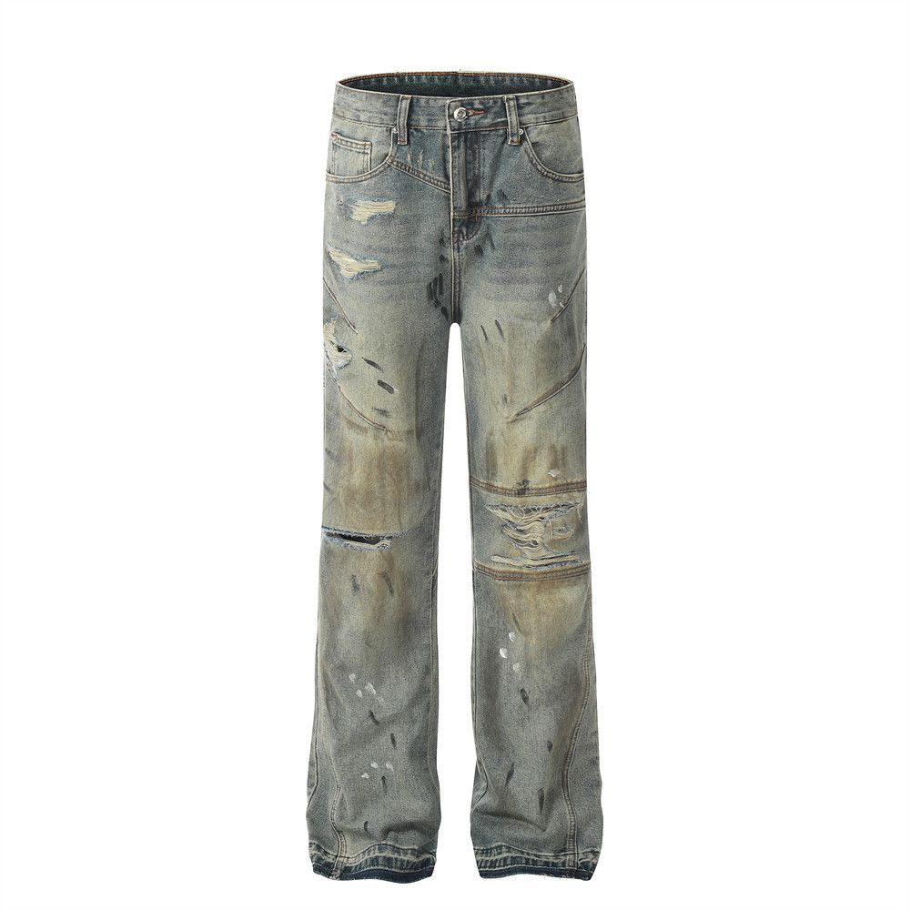 Japanese Brand Punk ink-splashed distressed heavy-duty ripped dirty jeans Size US 32 / EU 48 - 1 Thumbnail