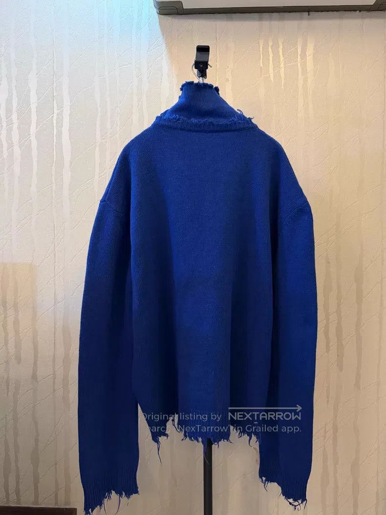 Vetements Vetements Blue High-Neck Ripped Knit Sweater Size US S / EU 44-46 / 1 - 2 Thumbnail