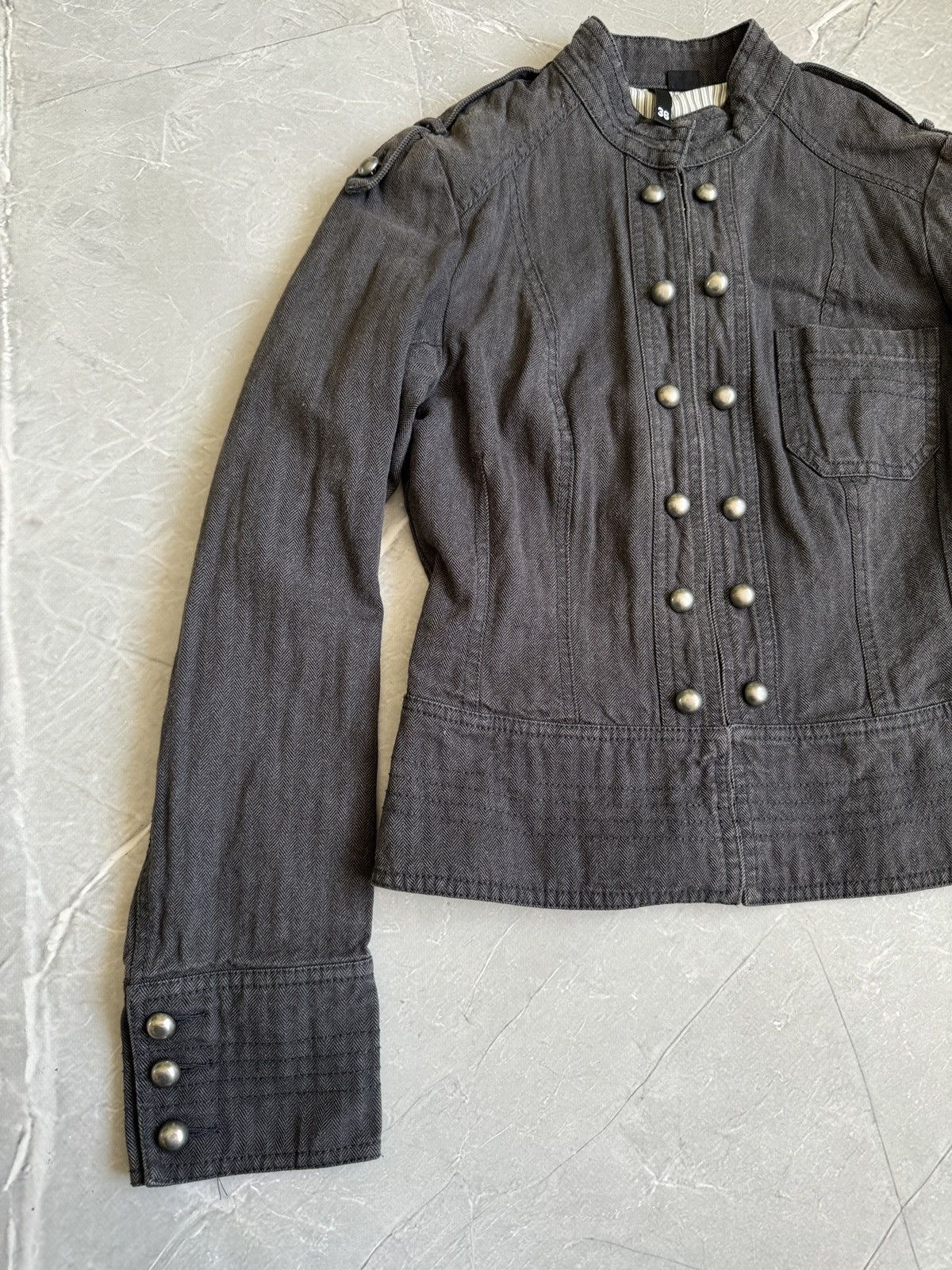 Hysteric Glamour 00s Military Napoleon Washed Denim Jacket PPFM Balmain Style Size S / US 4 / IT 40 - 5 Thumbnail
