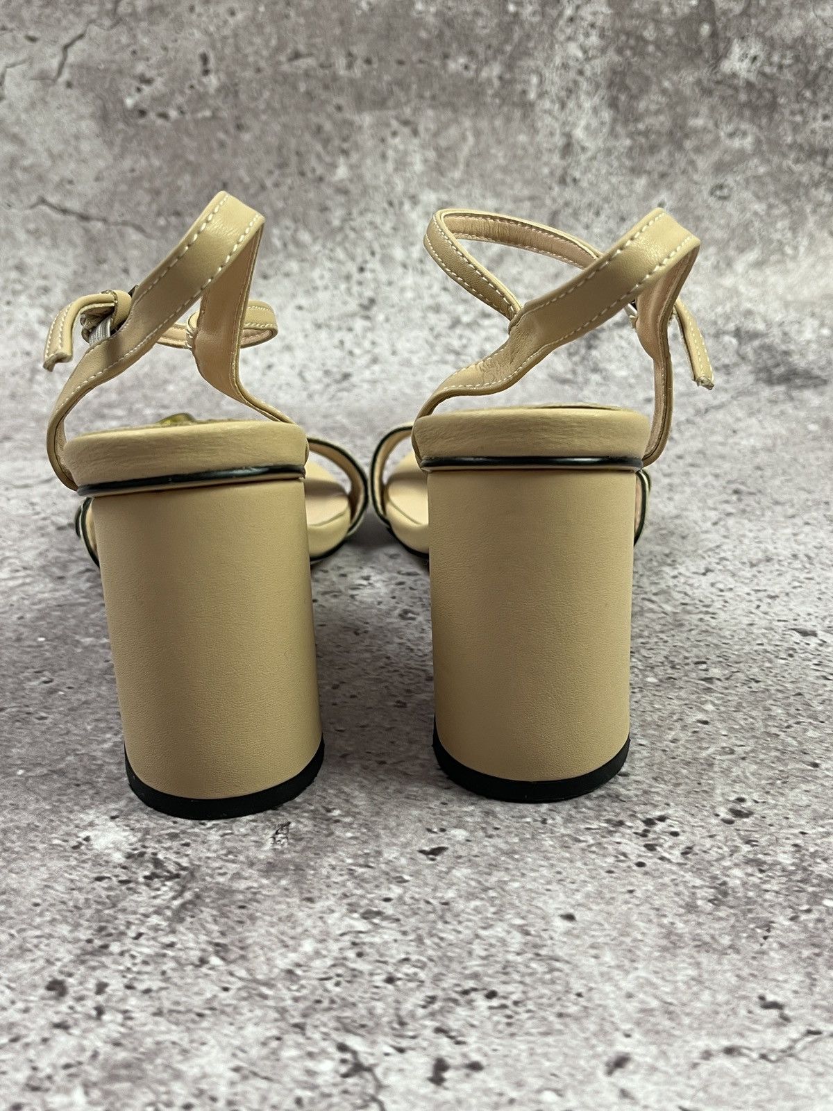 Gucci Gucci Marmont Block Heel Sandals Beige Leather GG Logo🇮🇹Heels Size US 8 / IT 38 - 4 Thumbnail