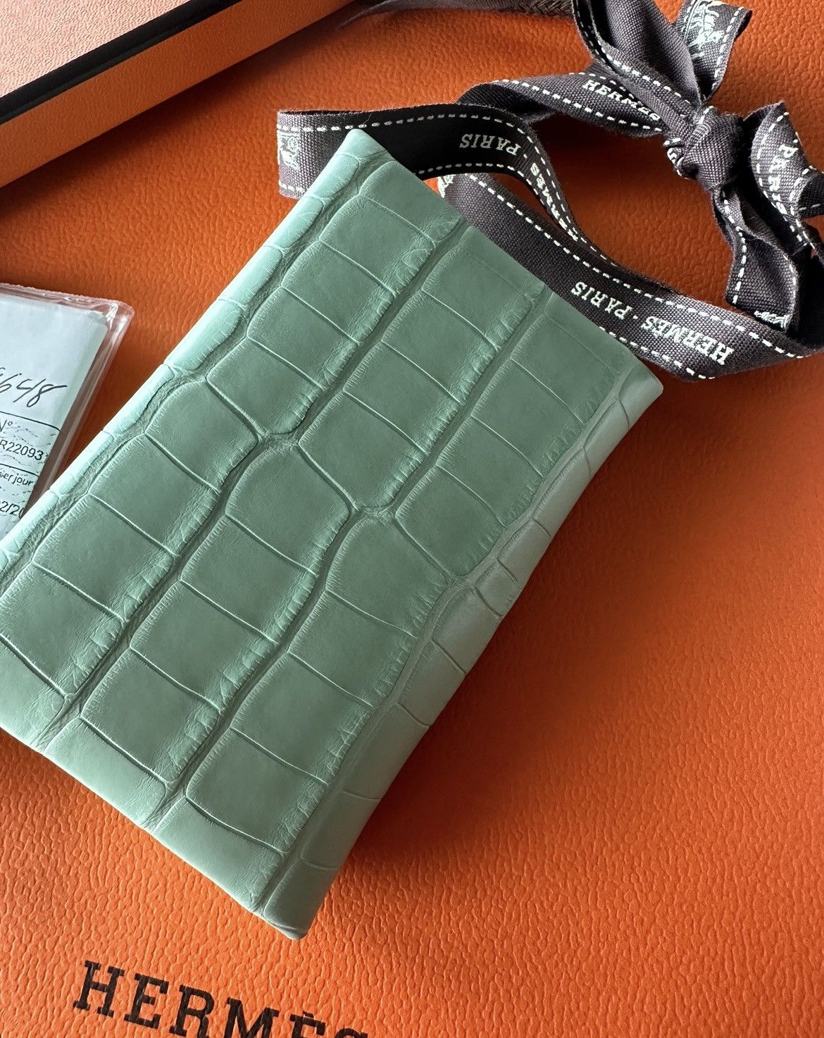 Hermes Super Rare Brand New Hermes Matte Croc 🐊 Calvi Wallet Size ONE SIZE - 4 Thumbnail