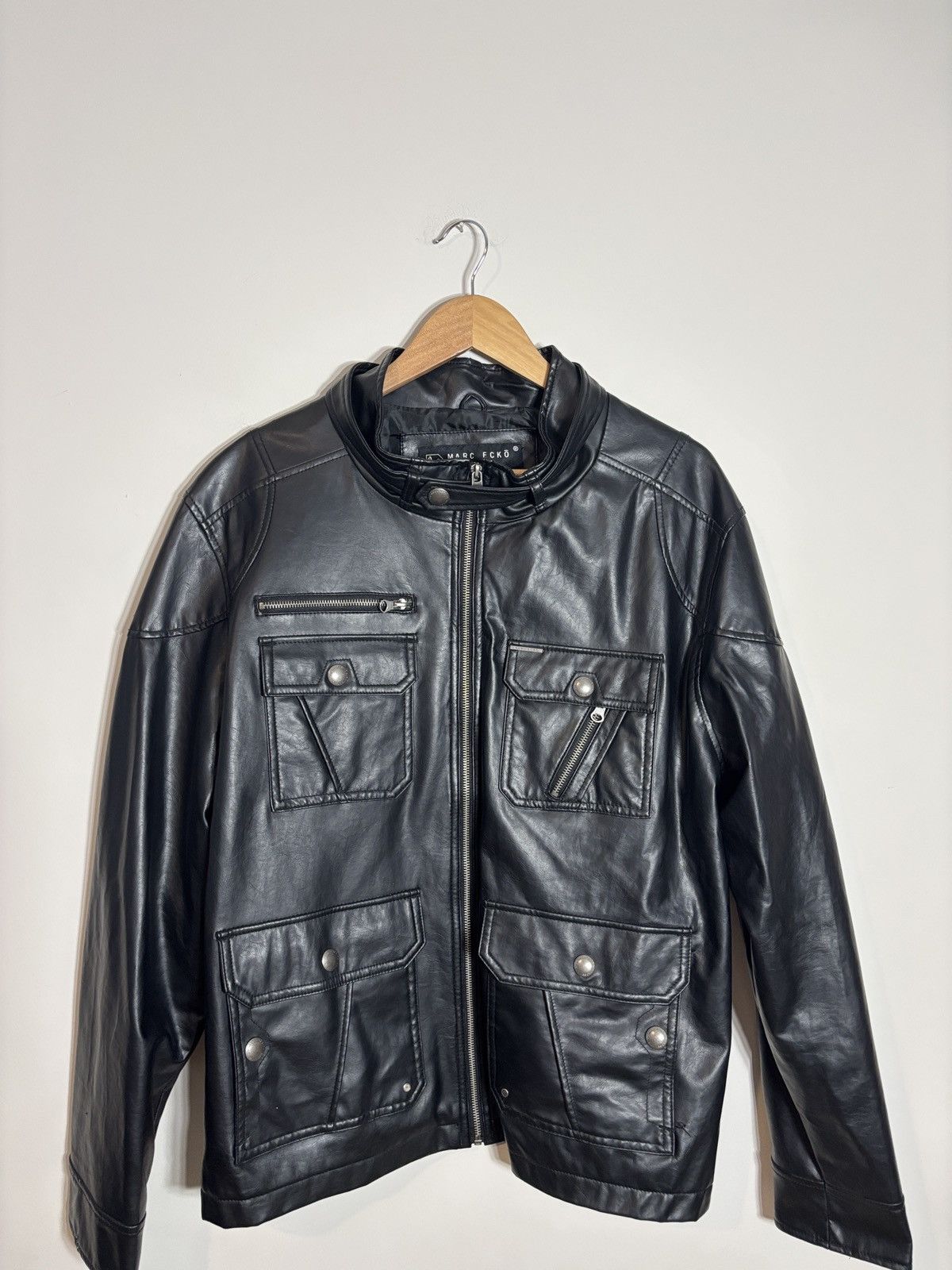 Marc Ecko Marc Ecko Cut & Sew Black Leather Moto Jacket XXL Size US XXL / EU 58 / 5 - 1 Thumbnail