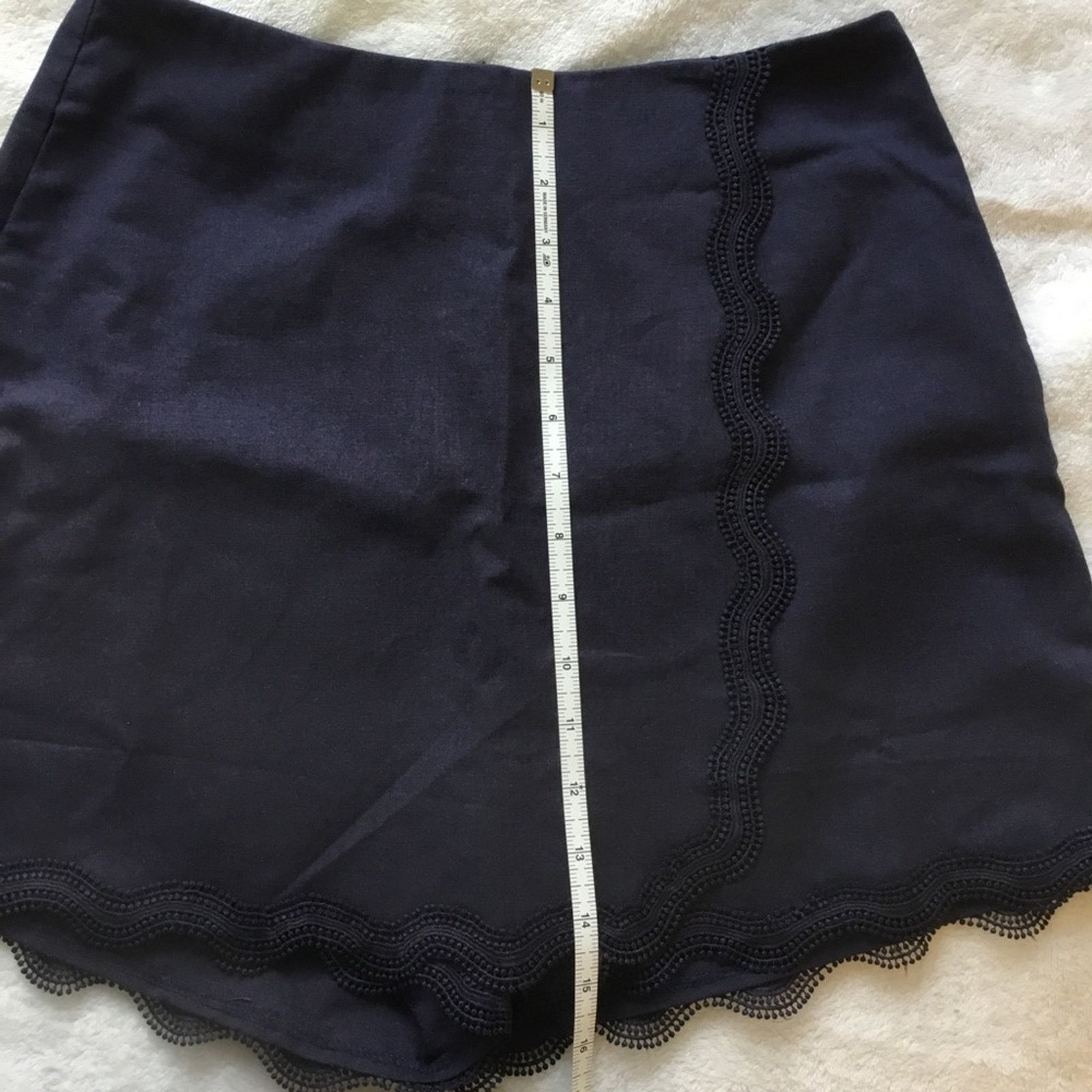 Other Love Bonito Navy Blue Linen Scallop Skorts Size 28" / US 6 / IT 42 - 13 Thumbnail