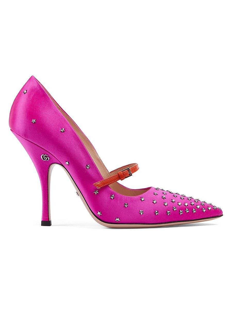 image of Gucci Stars Satin High Heel Pumps Size 39 in Pink, Women's