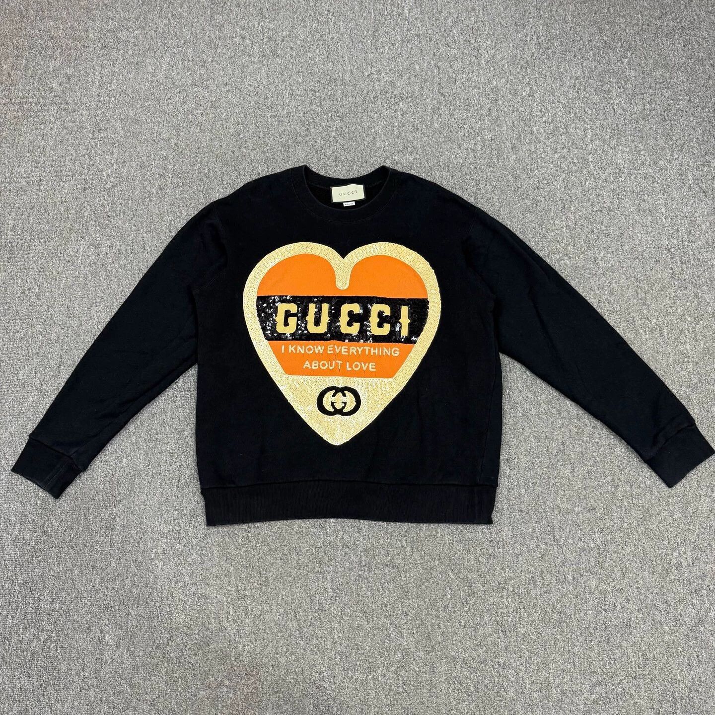 Gucci Gucci black Double G heart print crewneck sweatshirt Size M / US 6-8 / IT 42-44 - 1 Thumbnail