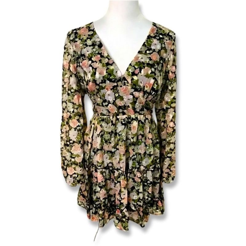 Other All In Favor Mini Dress Long Sleeves Floral Multi Women's L Size L / US 10 / IT 46 - 2 Thumbnail