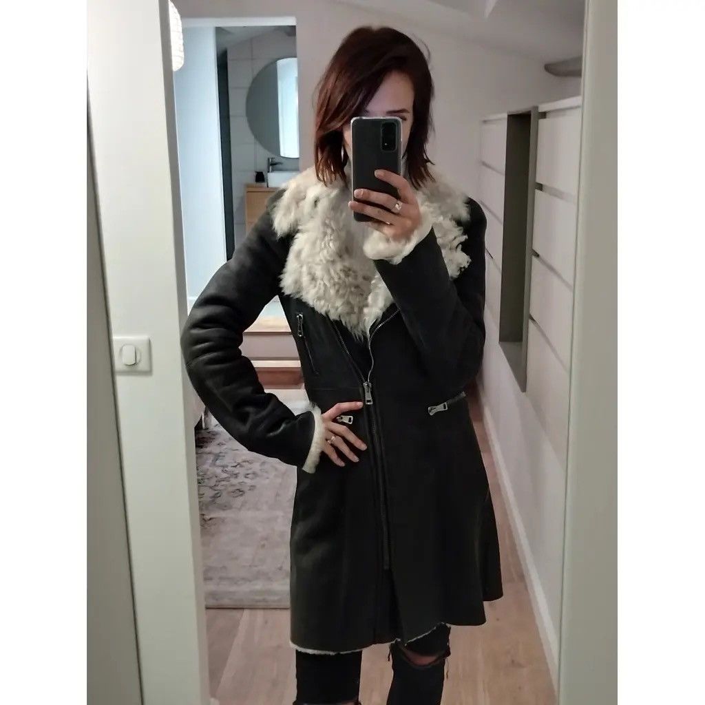 Vintage Ventcouvert black lambskin and Toscana shearling long coat. Size XS / US 0-2 / IT 36-38 - 9 Thumbnail