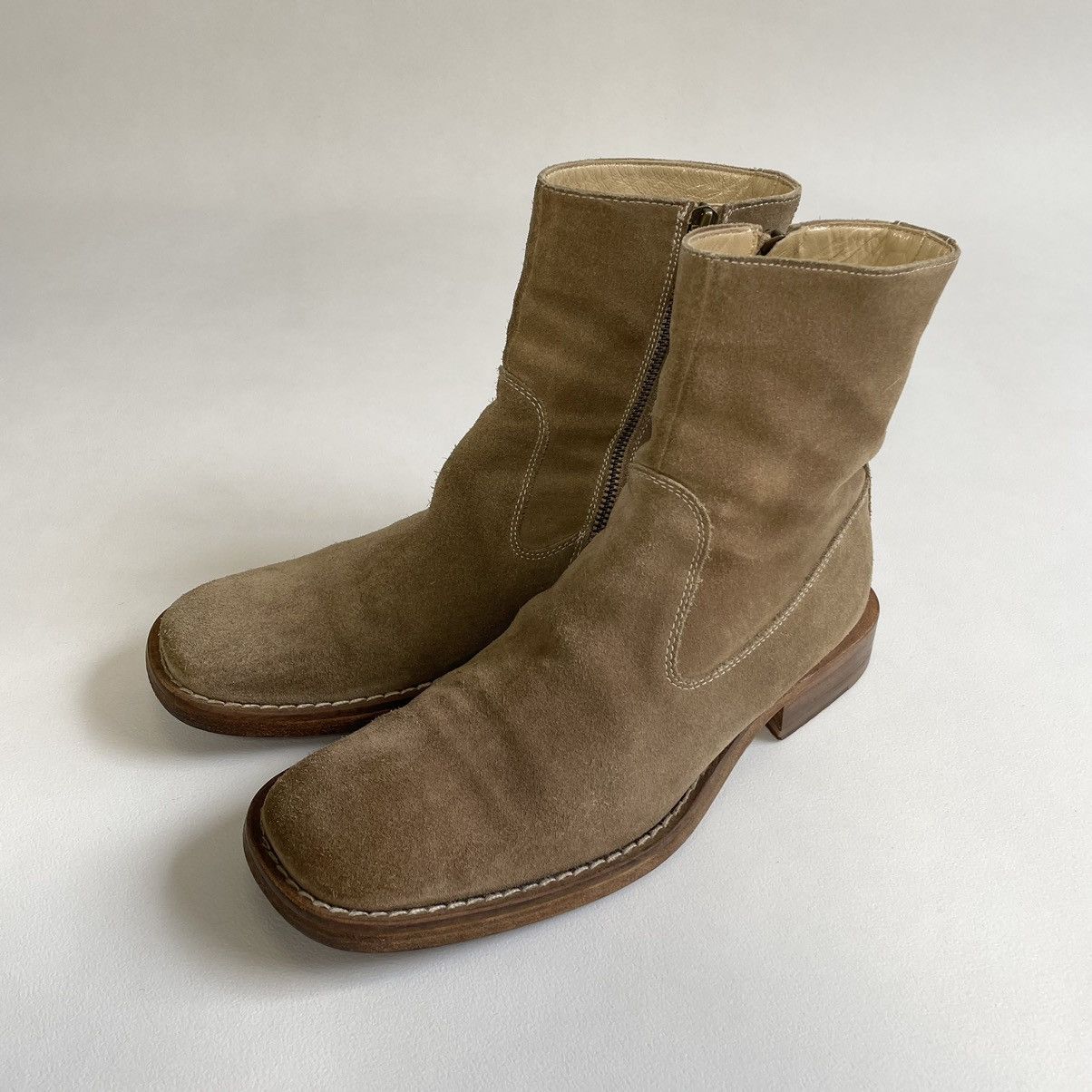 Ann Demeulemeester Tan Suede Square Toe Boots Size US 9 / IT 39 - 8 Thumbnail