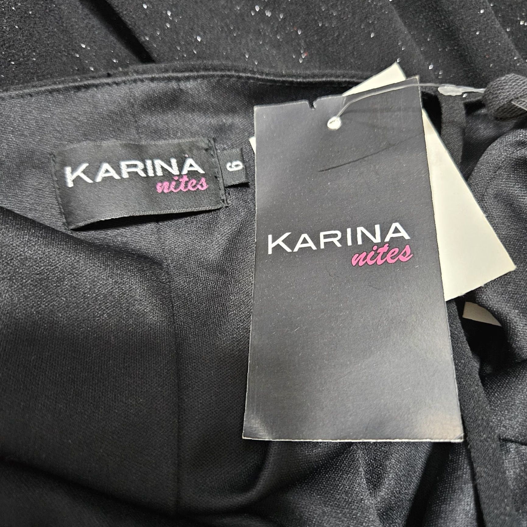 Vintage NWD Karina Nites Black Glitter Sheer Overlay Strappy Ruched Maxi Dress 6 Size M / US 6-8 / IT 42-44 - 3 Thumbnail