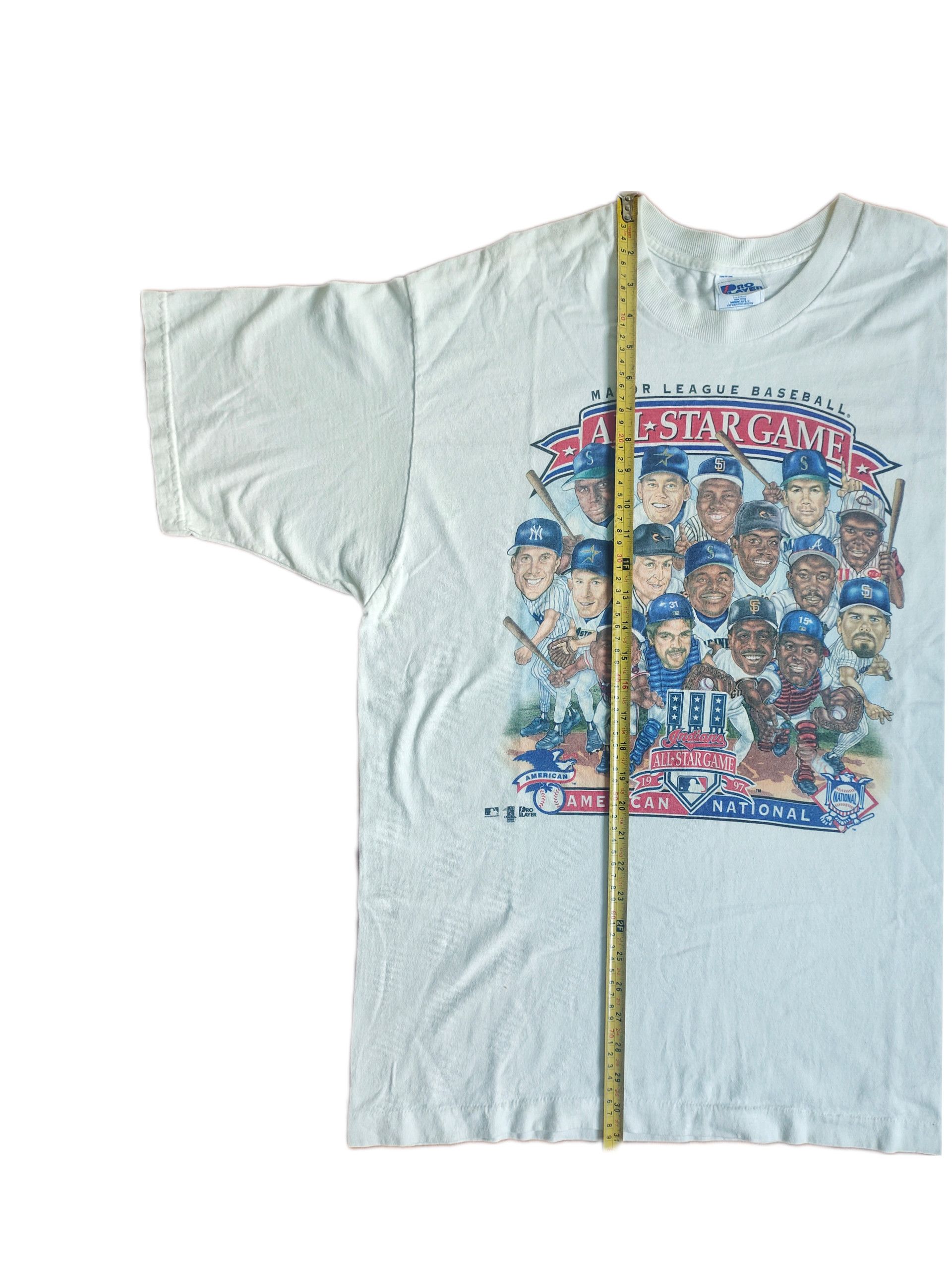 MLB × Vintage Vintage Baseball All-Star Game 1997 Caricature 2side T-Shirt Size US XL / EU 56 / 4 - 7 Thumbnail