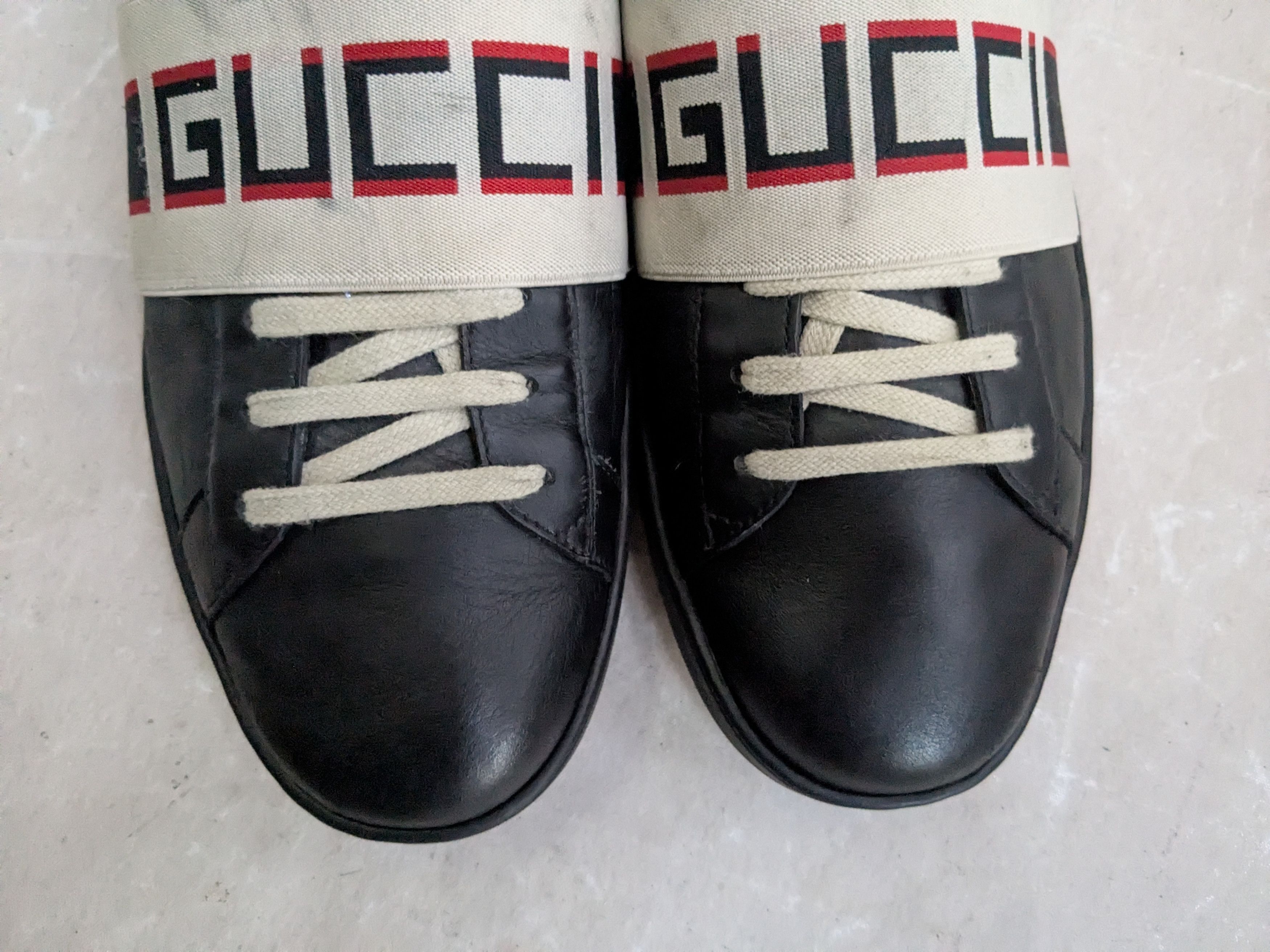 Gucci Gucci Ace Black Stripe Black 12 Low Tops Leather Size US 12 / EU 45 - 5 Thumbnail