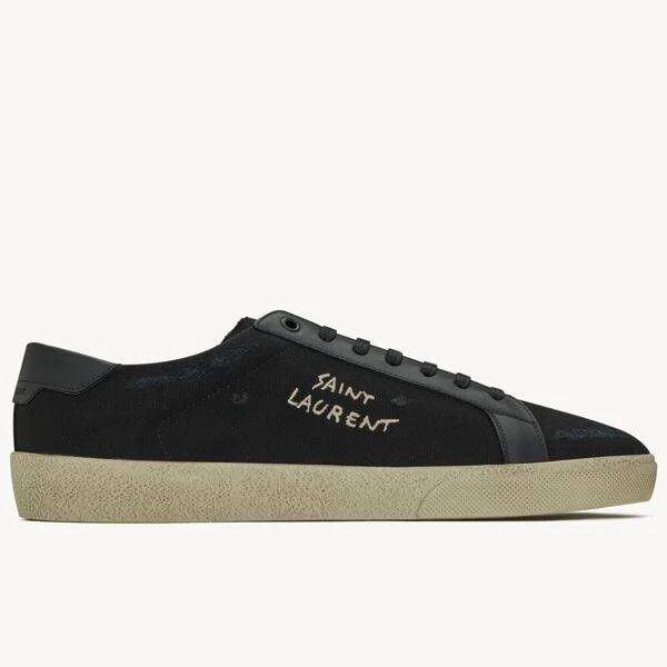 Saint Laurent Paris o1s1wg111024 Court Classic Embroidered Sneakers in Black Size US 10 / EU 43 - 1 Thumbnail