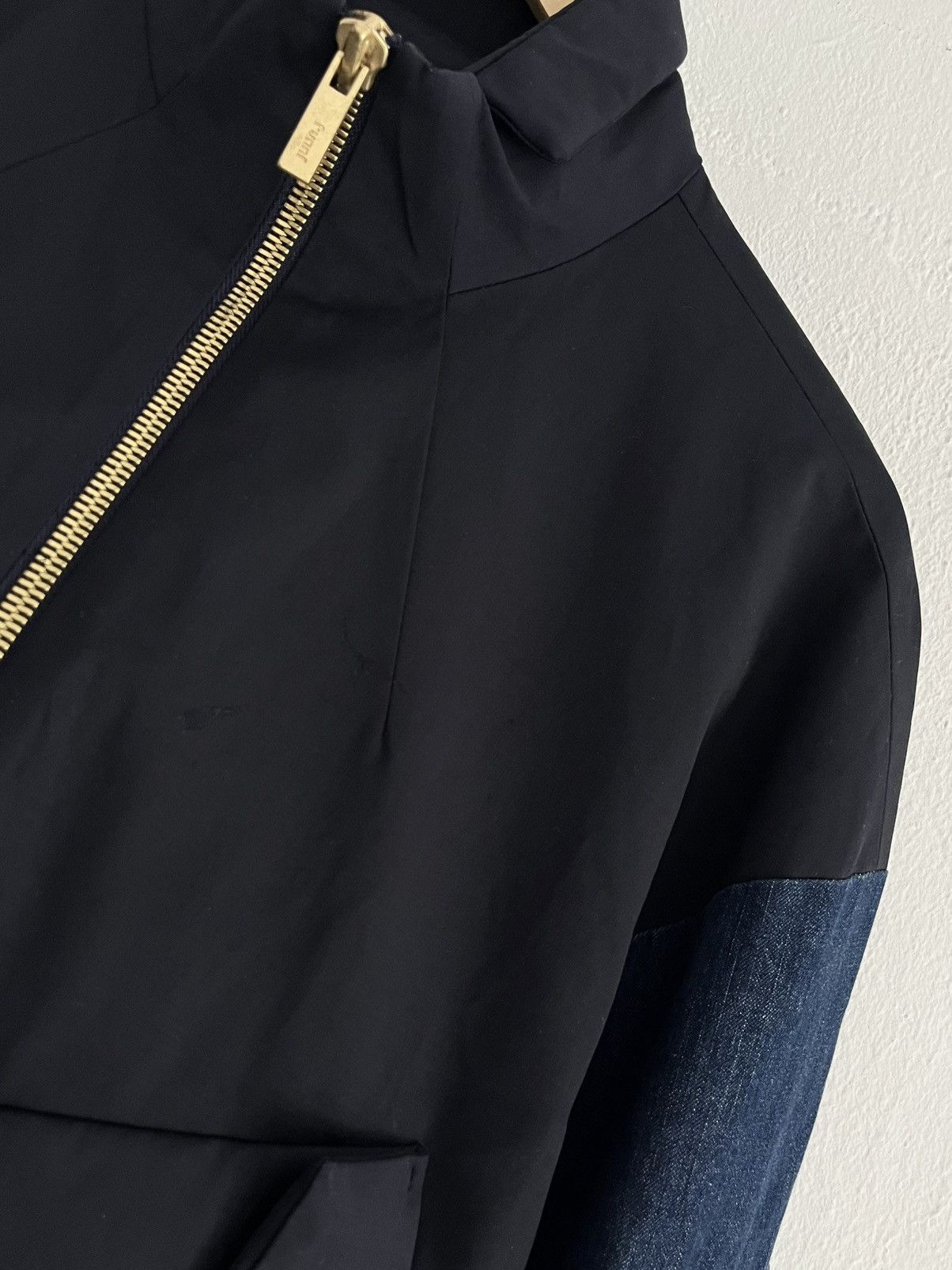 Juun.J Juun.J Leather Accented Navy Bomber Jacket Avant Garde Size US S / EU 44-46 / 1 - 8 Thumbnail