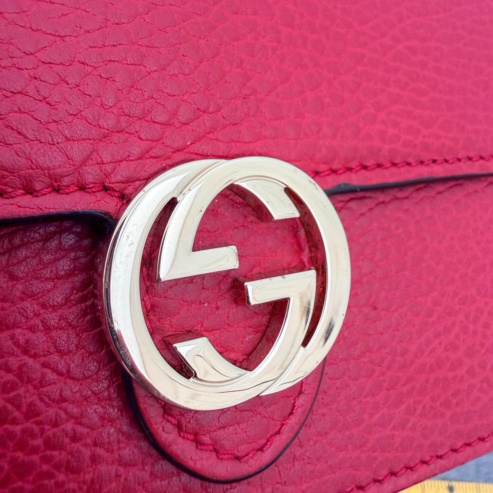 Gucci Gucci Red Leather Interlocking G Chain Bag Size ONE SIZE - 6 Thumbnail