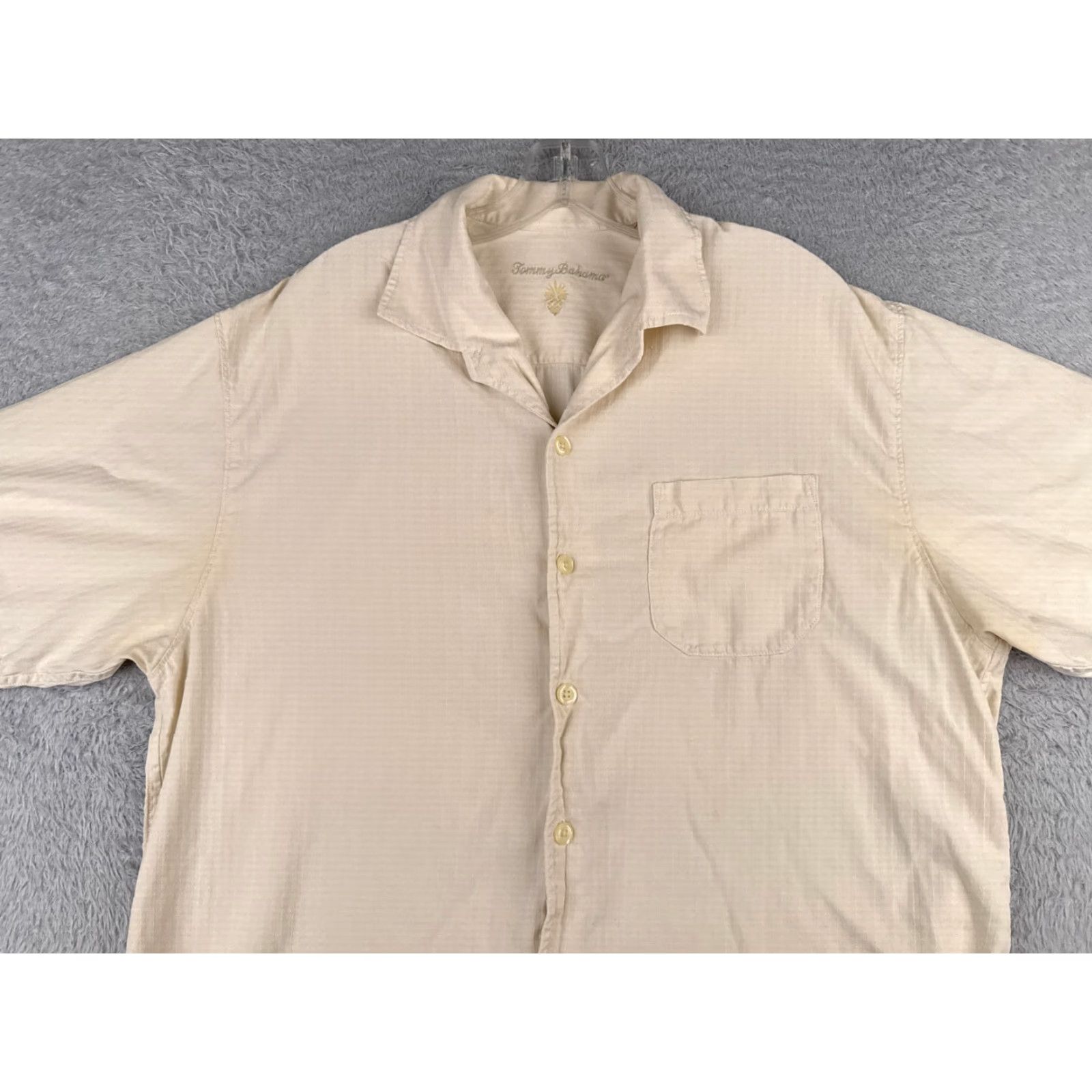 Tommy Bahama Tommy Bahama Shirt Men Large Ivory Stripe 100% Silk Button Up Hawaiian Pocket Size US L / EU 52-54 / 3 - 4 Thumbnail