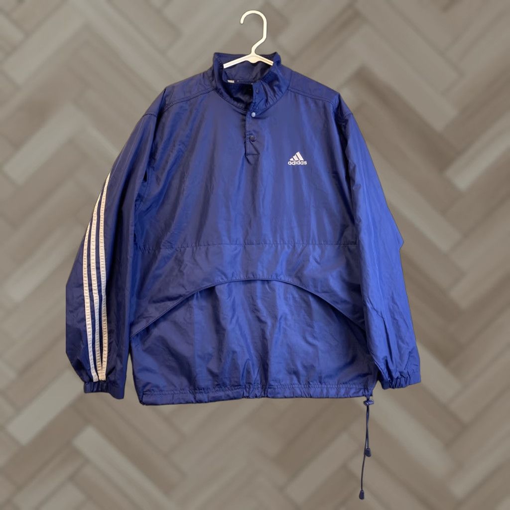 Adidas VINTAGE Adidas Jacket Mens M Logo Navy Blue & White Stripes Nylon Pullover Embroidered 90s Mens Size US M / EU 48-50 / 2 - 1 Thumbnail