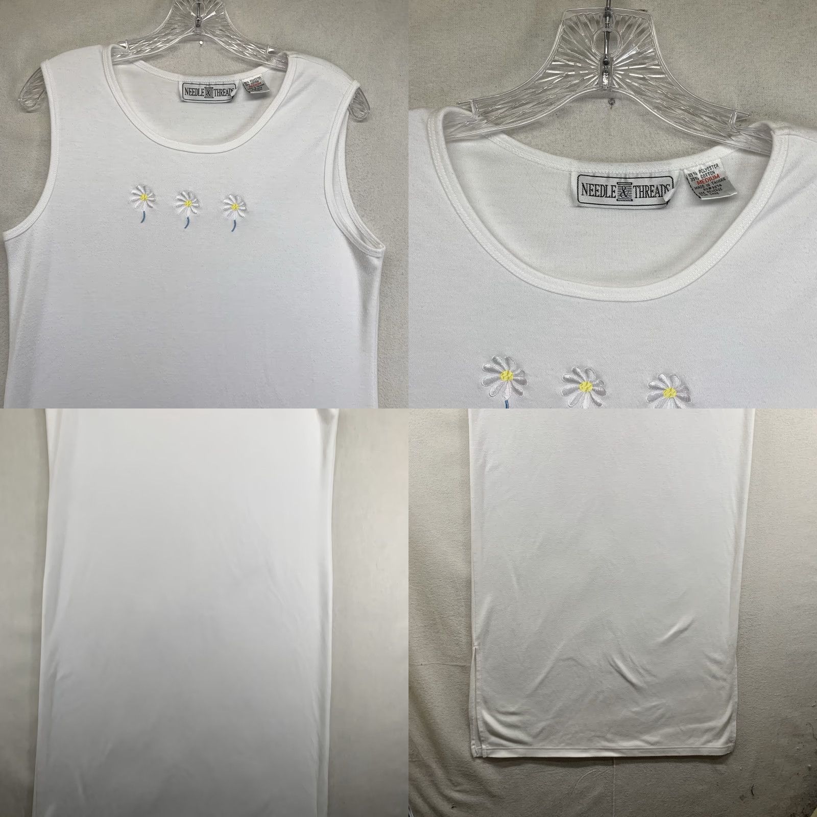 Vintage VINTAGE Needle & Thread Women’s Dress Long White Sleeveless Embroidered Daisy 80s 90s Bohemian Casual Summer Size M / US 6-8 / IT 42-44 - 8 Thumbnail