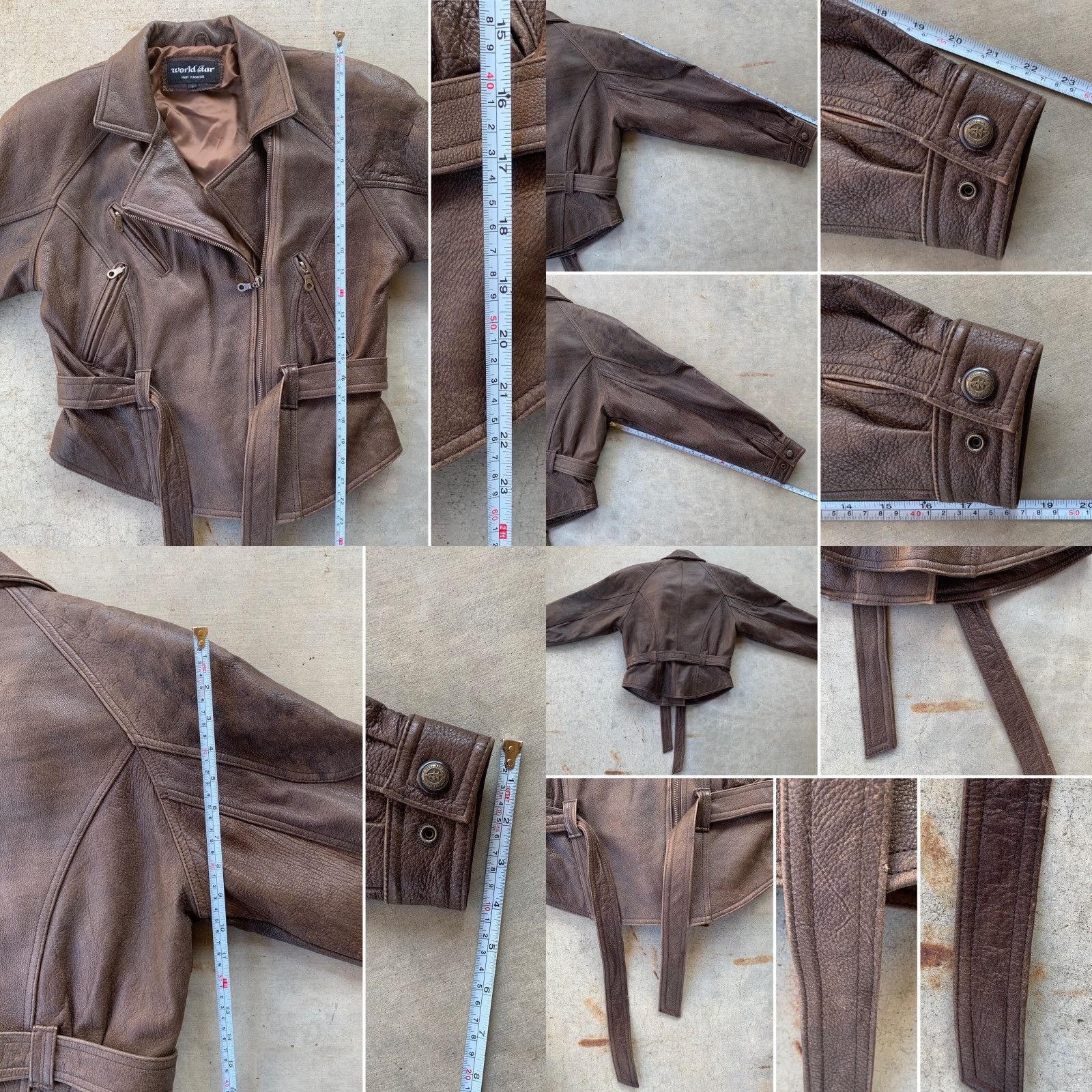 Vintage VINTAGE World Star Leather Moto Jacket Shirt Mens L Brown 1980s 1990s Size L / US 10 / IT 46 - 8 Thumbnail