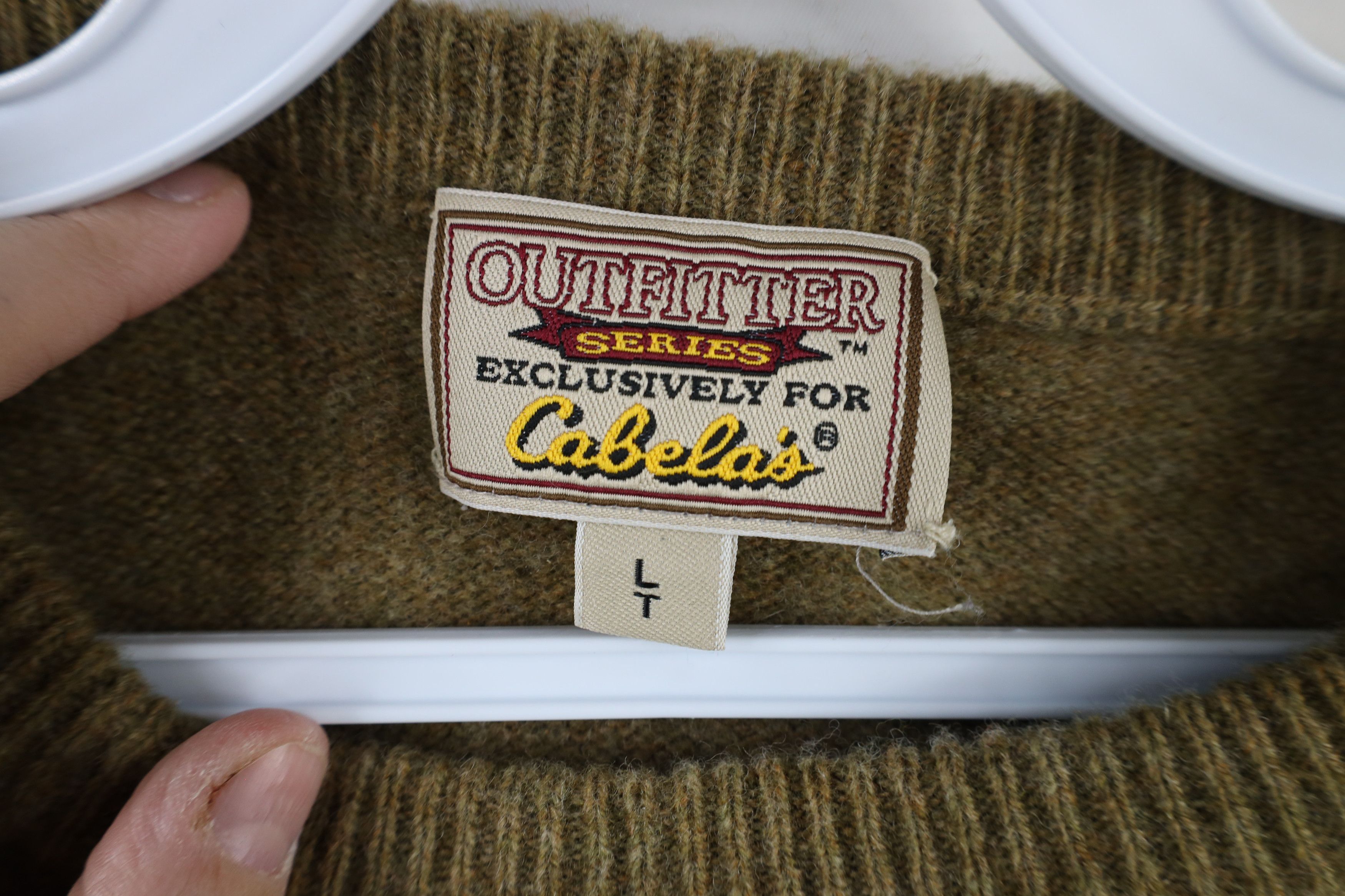 Cabelas × Vintage Vintage 90s Cabelas Wool Knit Crewneck Sweater Heather Green Size US L / EU 52-54 / 3 - 6 Thumbnail