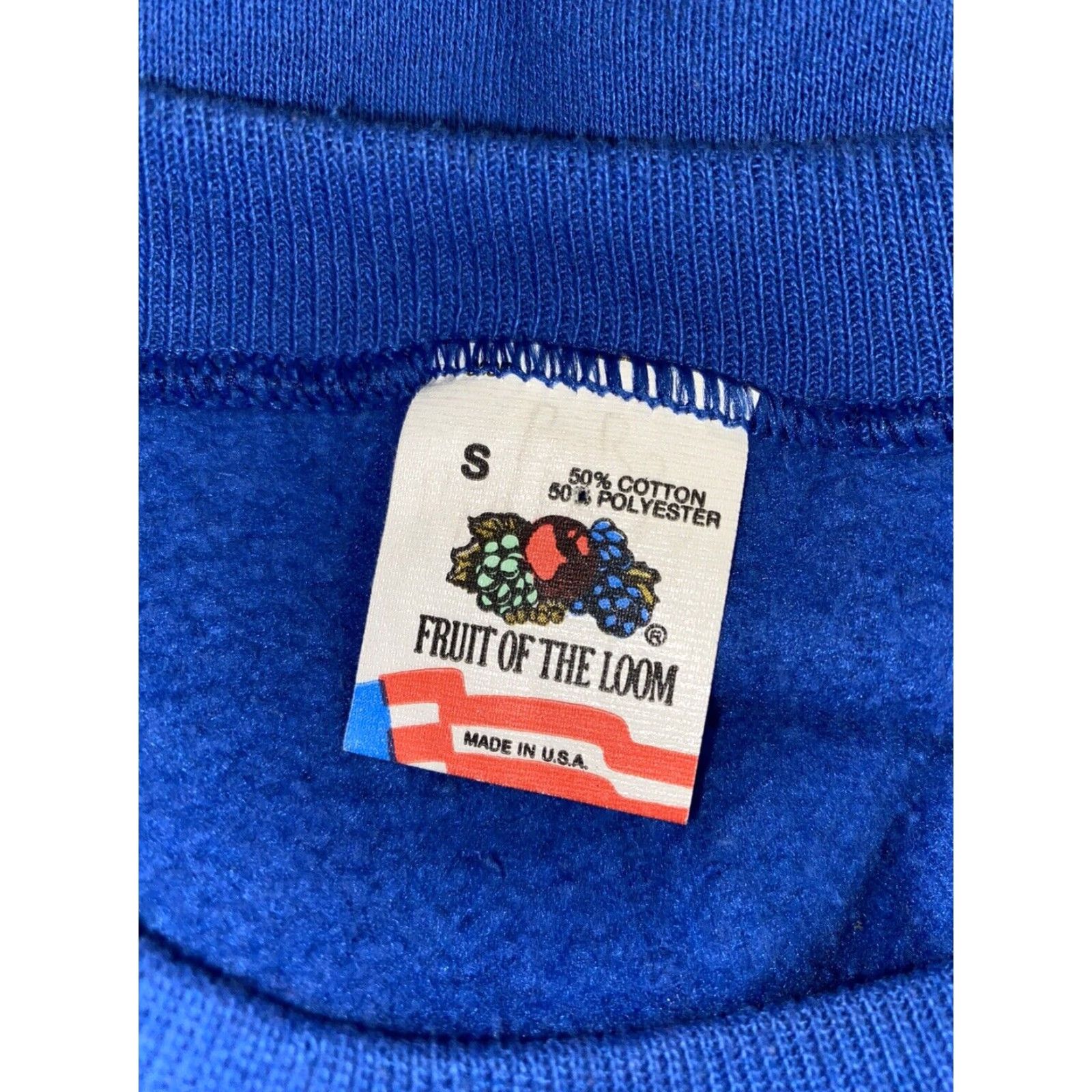Fruit Of The Loom VINTAGE Fruit of the Loom Mens Fleece Lined Pullover Sweatshirt Blue Small USA Size US S / EU 44-46 / 1 - 4 Thumbnail