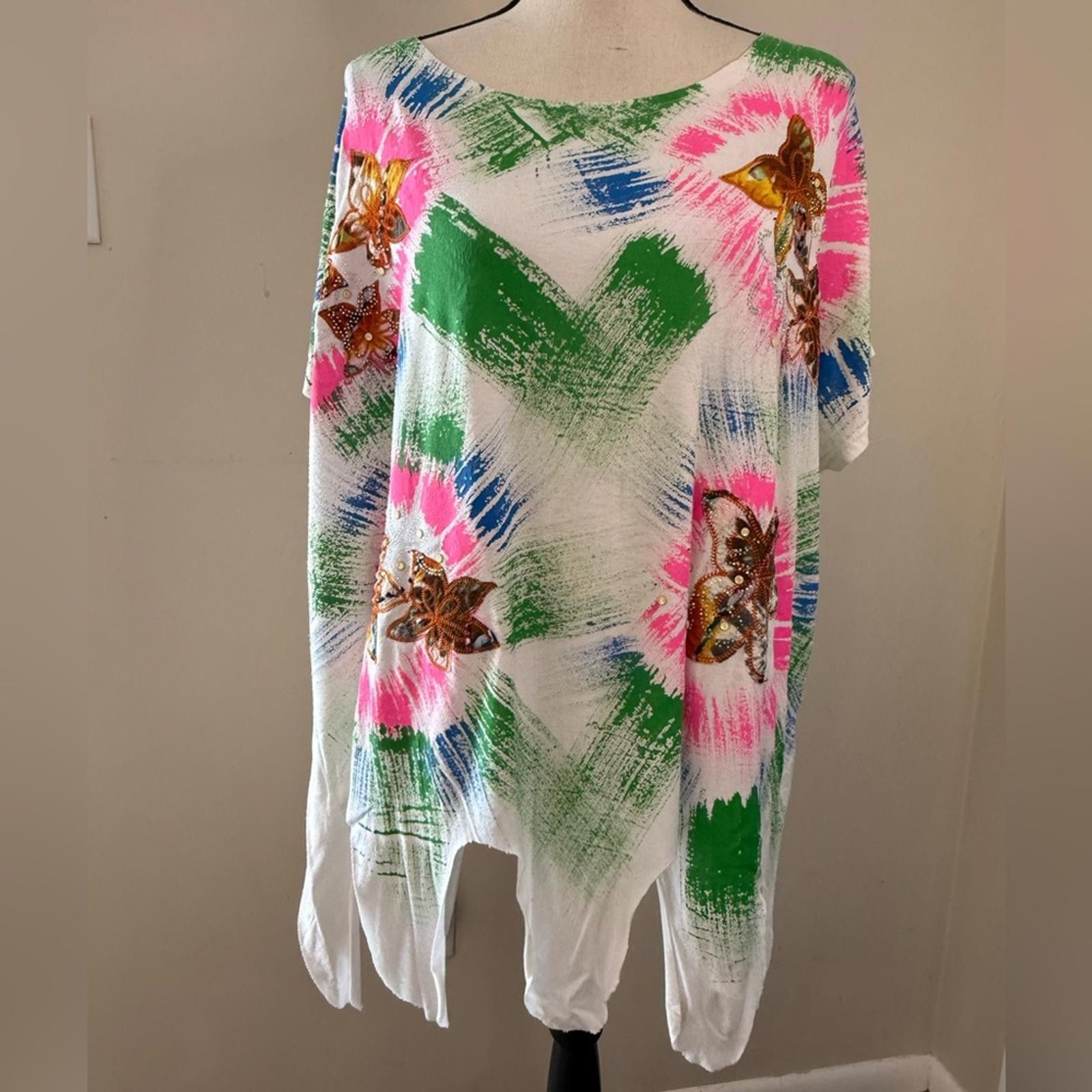Other Crazy Fish tunic swim coverup starfish beads embroidery OS Size ONE SIZE - 4 Thumbnail