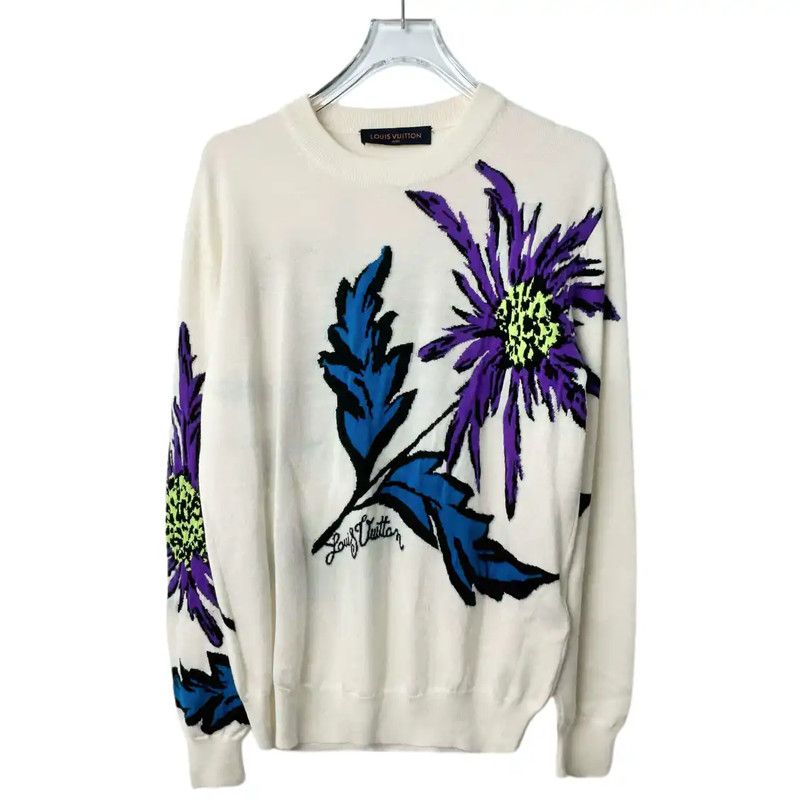 Louis Vuitton Louis Vuitton Women's Cream Cotton Blend Sweatshirt 0089 Size M / US 6-8 / IT 42-44 - 1 Thumbnail