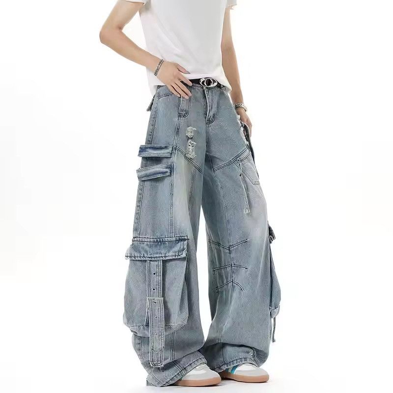 Japanese Brand VIBE Street Retro Heavyweight Multi-Pocket Cargo Jeans Size US 29 - 7 Thumbnail