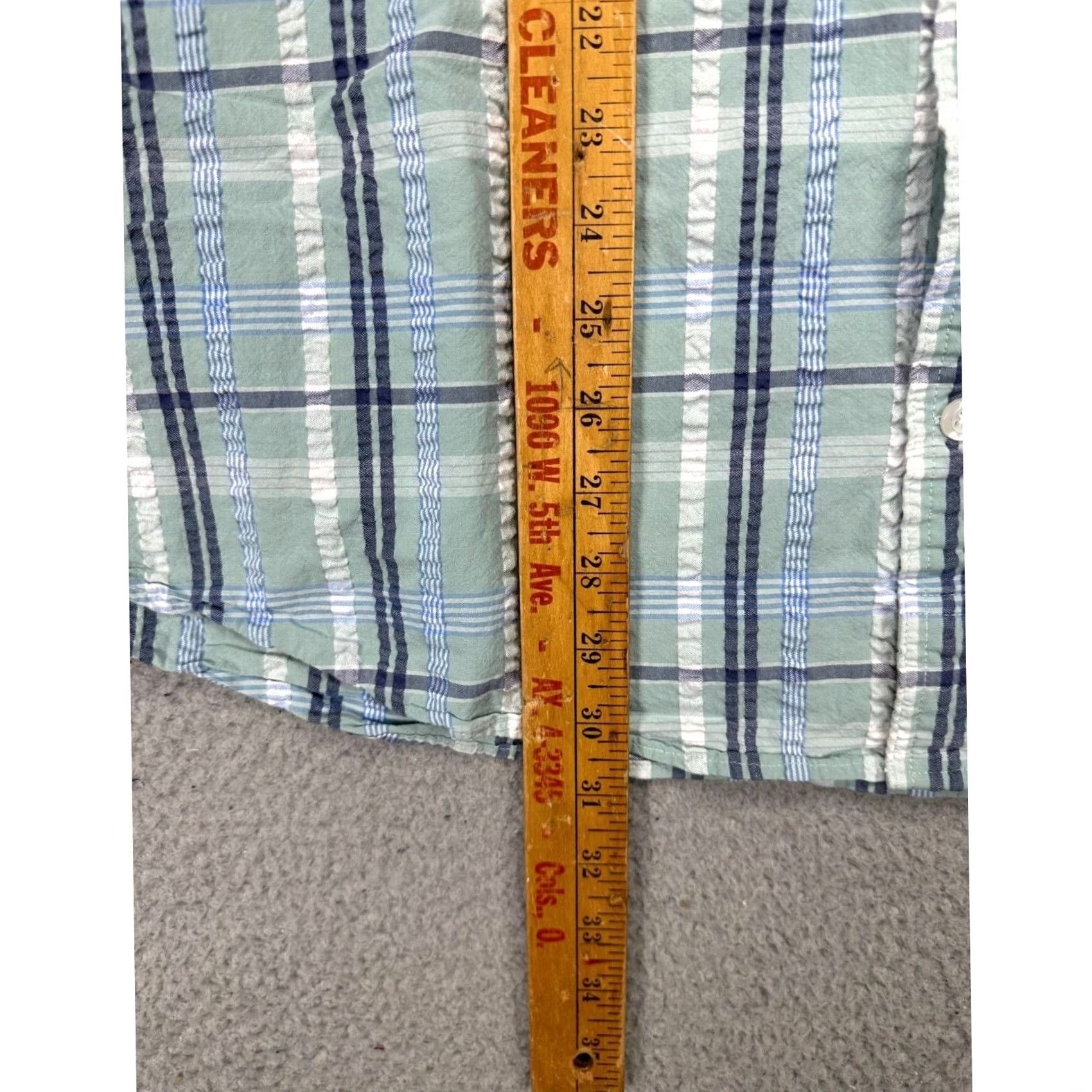 Duluth Trading Company Duluth Trading Co Shirt Mens Large Blue Green Plaid Seersucker Button-Down Wool? Size US L / EU 52-54 / 3 - 6 Thumbnail