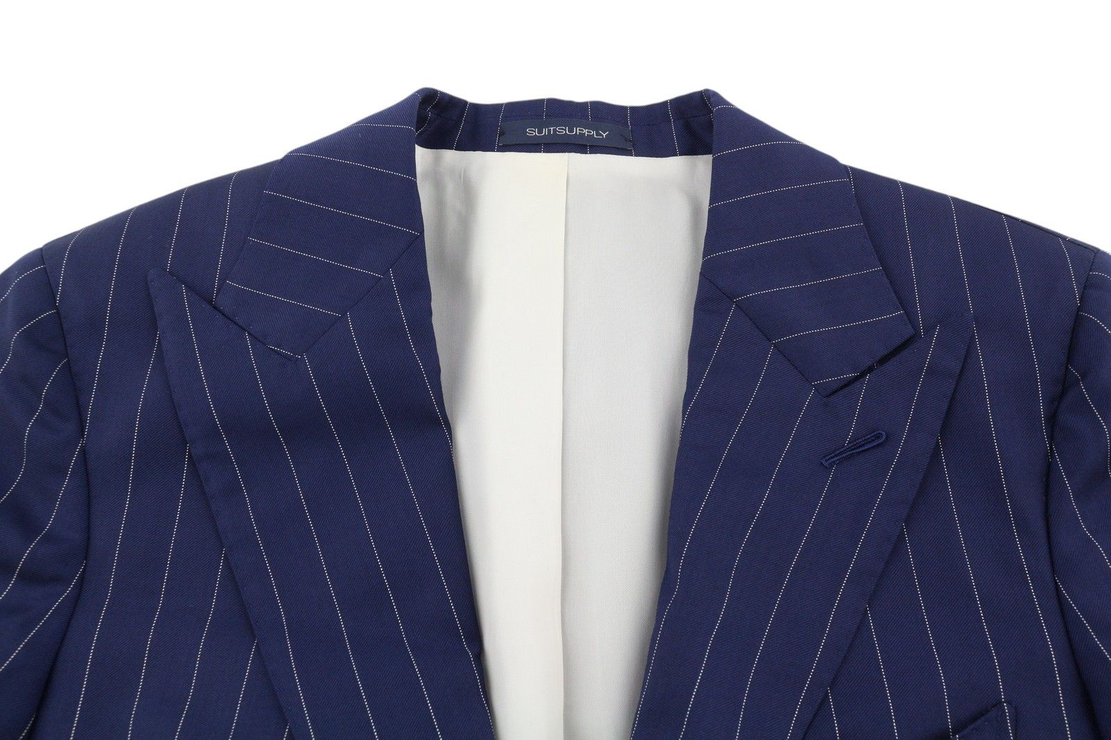Suitsupply LA SPALLA UK34R/UK36L Blue Wool Pinstriped Suit 86361 Size 34R - 7 Thumbnail
