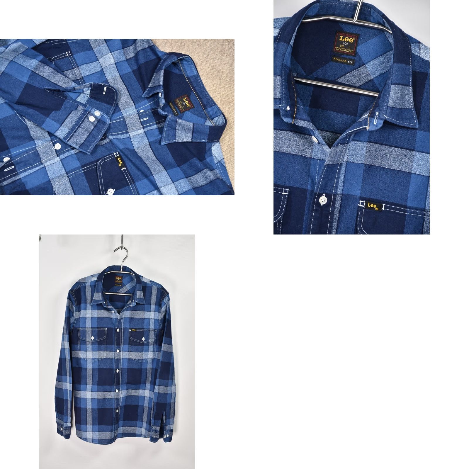 Lee LEE 101 Men’s Plaid Blue Shirt Long Sleeve L Button-Up Casual Shirt Size US L / EU 52-54 / 3 - 8 Thumbnail