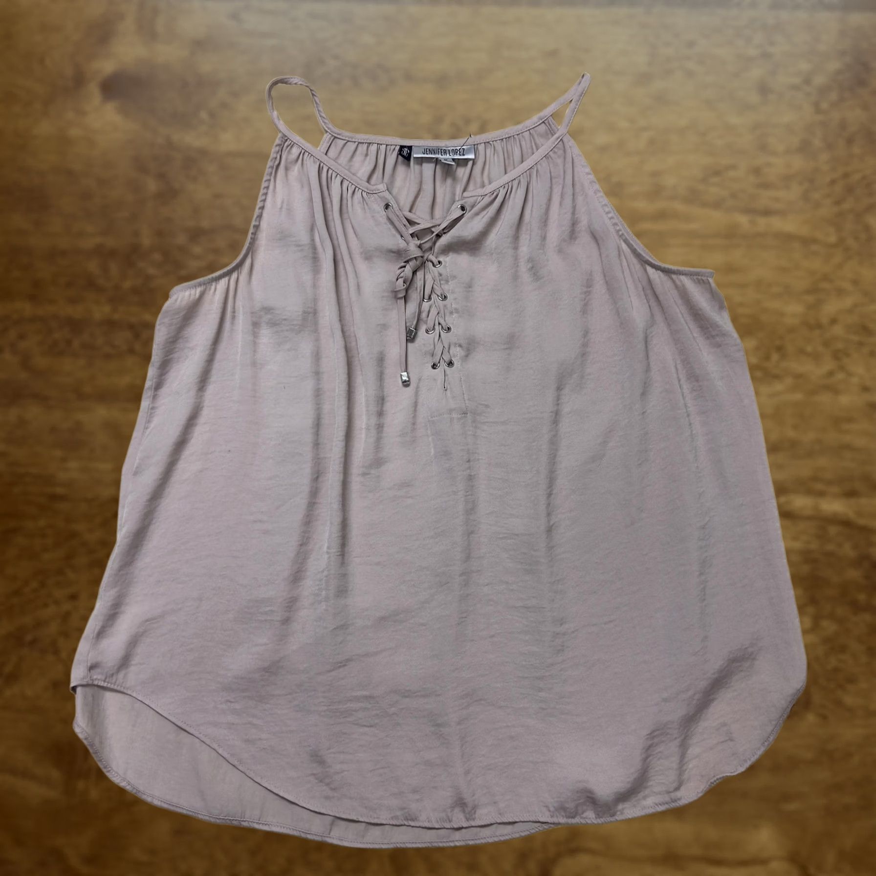 Vintage Jennifer Lopez Tank Top Womens Medium Beige Lace Up Halter Camisole Sleeveless Size M / US 6-8 / IT 42-44 - 1 Thumbnail