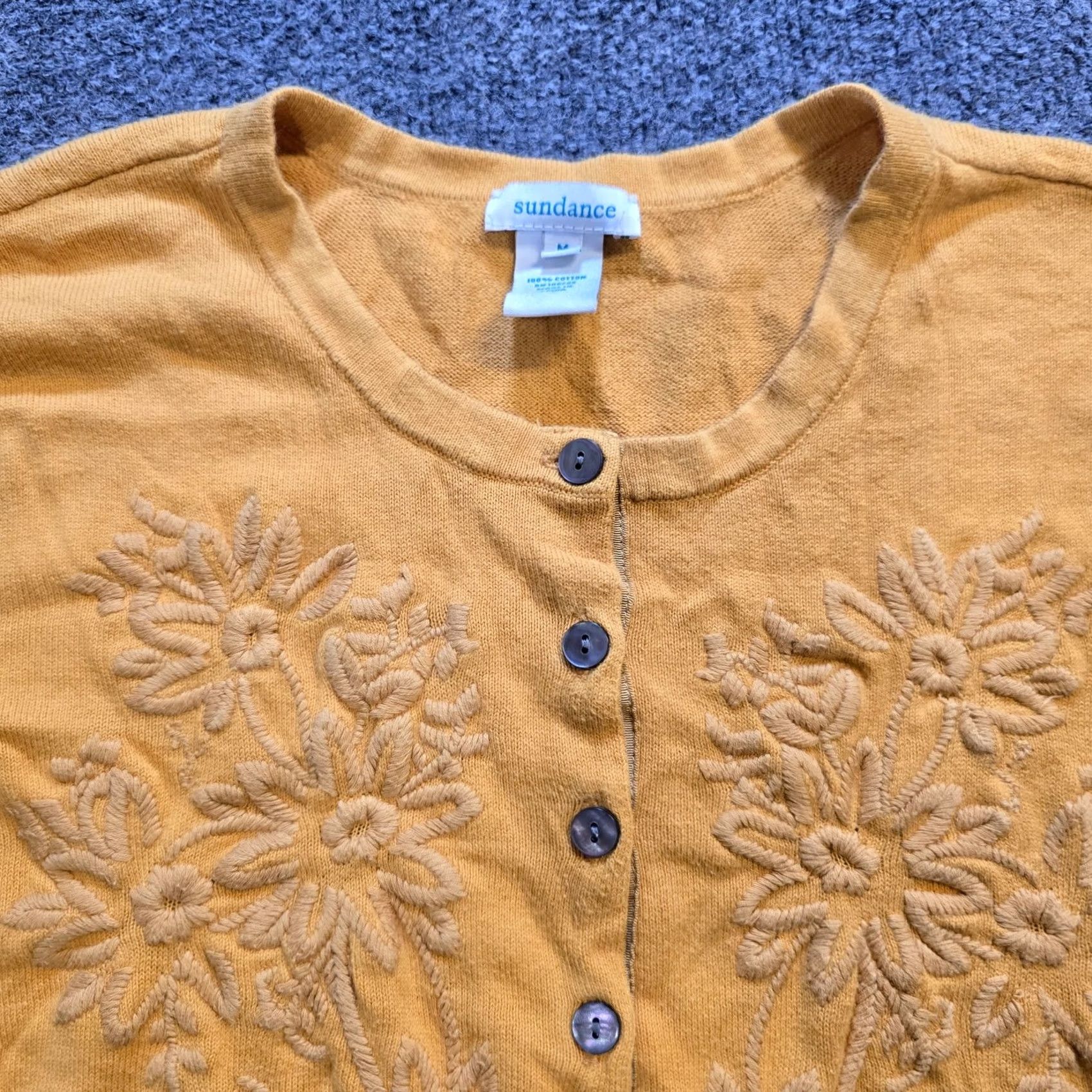 Vintage Sundance Sweater Cardigan Shirt Womens Size M Yellow Embroidery Capsule Casual Bohemian 90s? Size M / US 6-8 / IT 42-44 - 2 Thumbnail