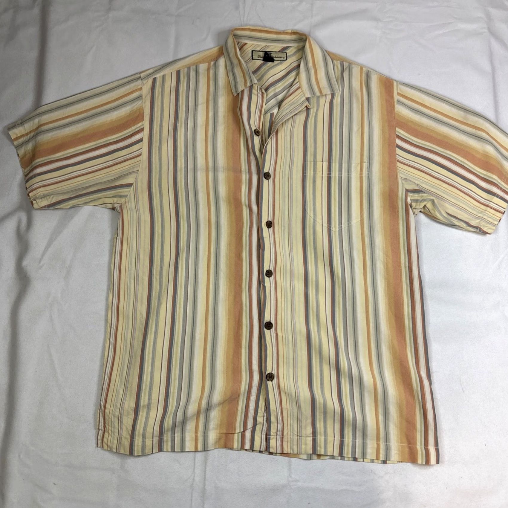 Tommy Bahama Tommy Bahama Shirt Men Striped Silk Hawaiian Short Sleeve S Multicolor Size US S / EU 44-46 / 1 - 2 Thumbnail