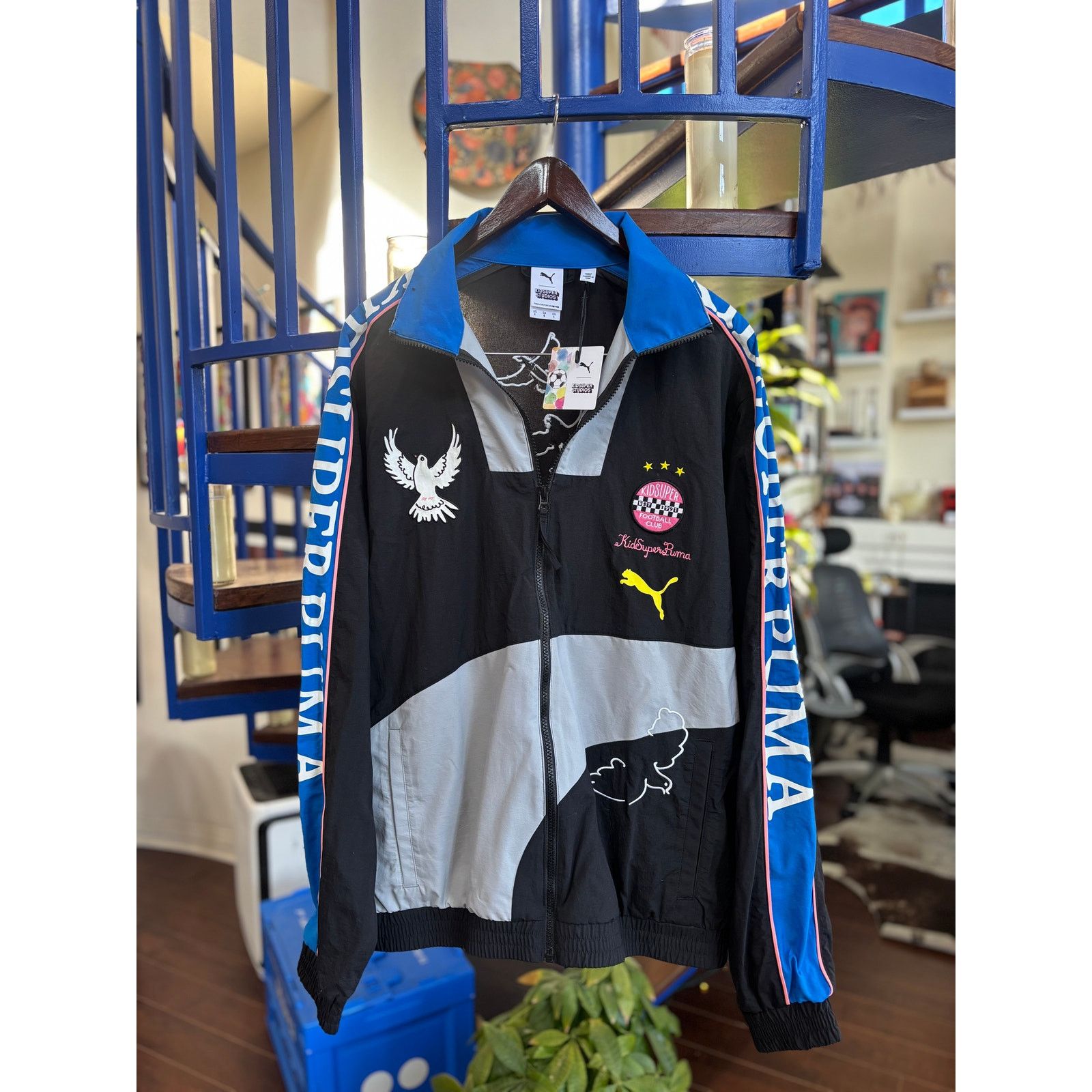 Puma Puma x KidSuper Studios Track Jacket Black Blue Size L (NWT) Size US L / EU 52-54 / 3 - 1 Thumbnail
