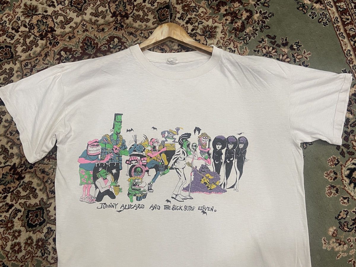 Band Tees 🔥Vintage 80s Johnny Alucard and The Sick Surf Eleven T-Shirt Size US L / EU 52-54 / 3 - 3 Thumbnail