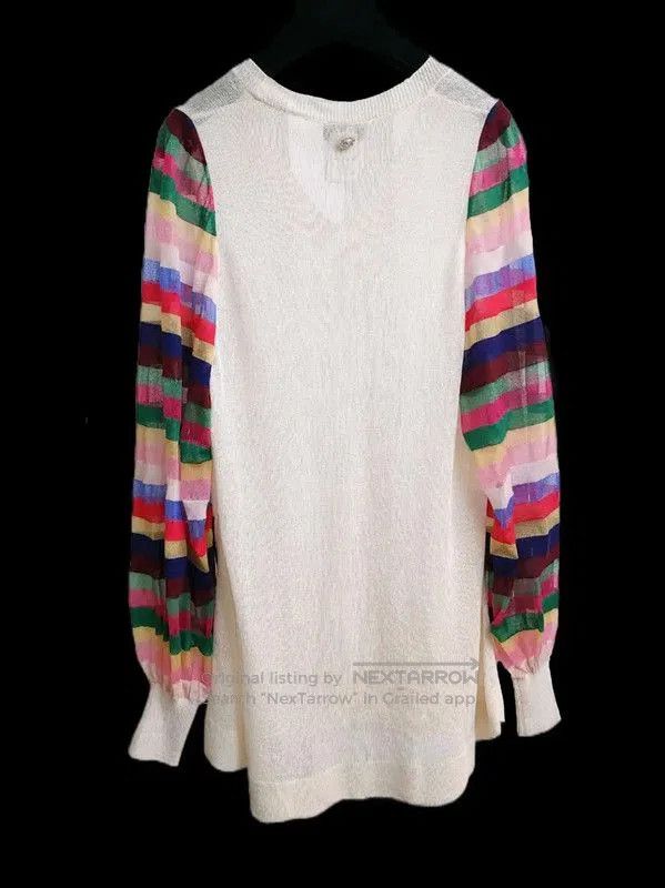 Chanel Chanel Multicolor Striped V-Neck Long Sleeve Sweater . Size S / US 4 / IT 40 - 3 Thumbnail