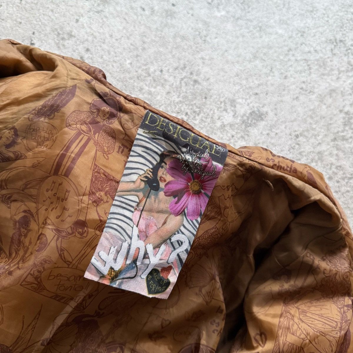 Desigual Desigual Womens Quilted Jacket Hooded Patterned Brown Casual Size S / US 4 / IT 40 - 12 Thumbnail