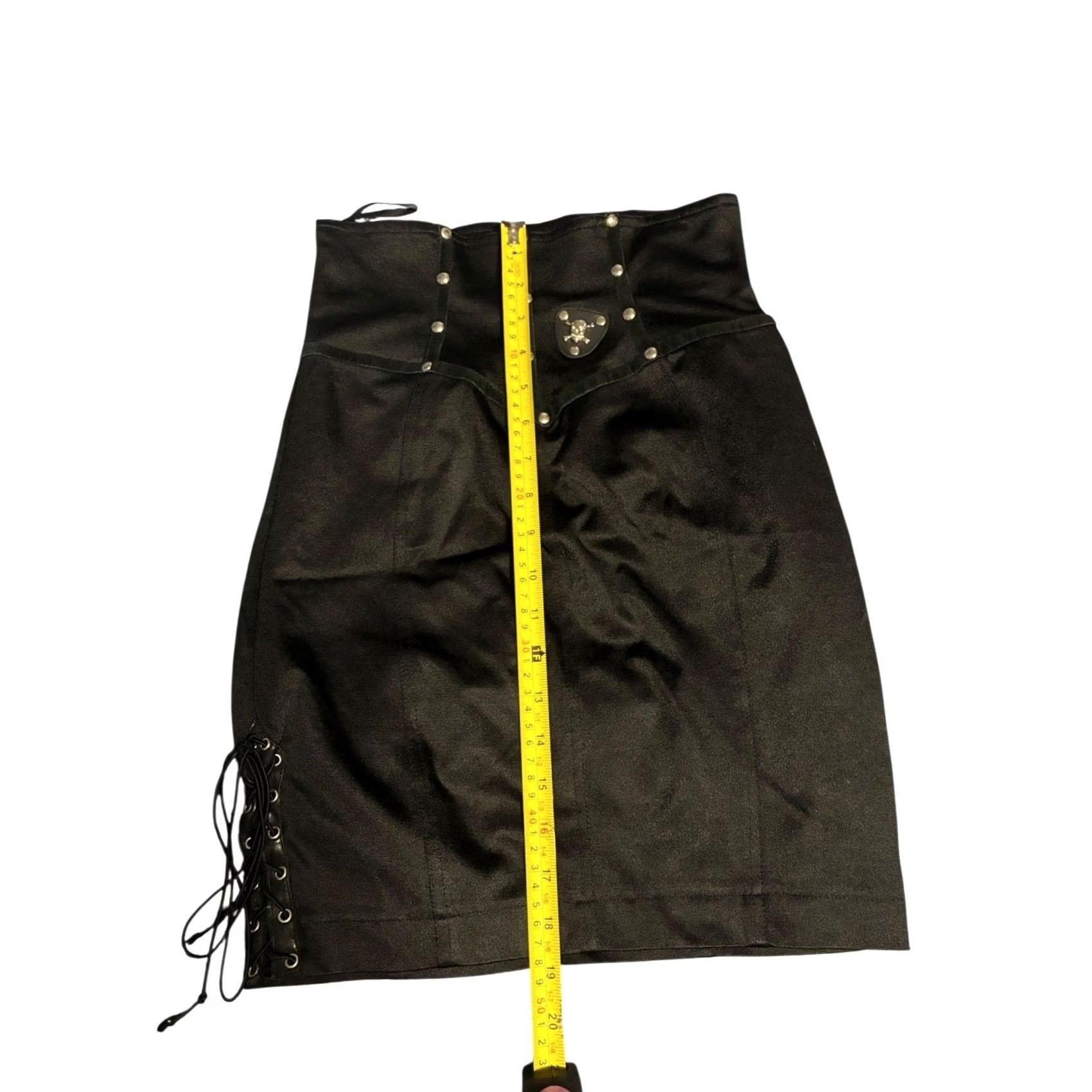 Vintage onitsuka Skirt XS Pencil Black Womens Knee Length Em0 Skirt 90s Halloween Alternative Size 26" / US 2 / IT 38 - 5 Thumbnail