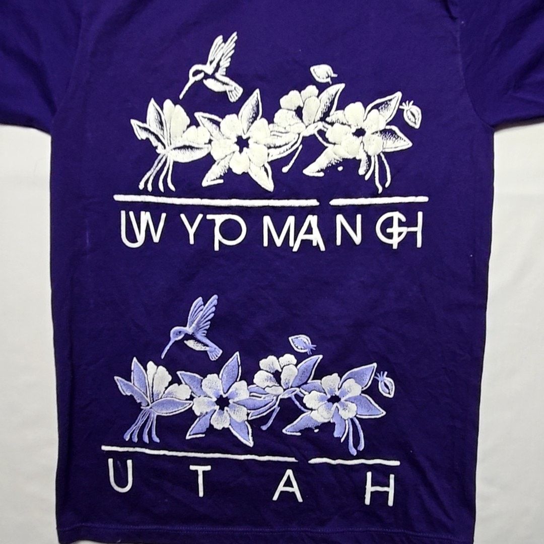 Jerzees Vintage Utah Graphic Hummingbird Purple Test Print M Shirt Size US M / EU 48-50 / 2 - 2 Thumbnail